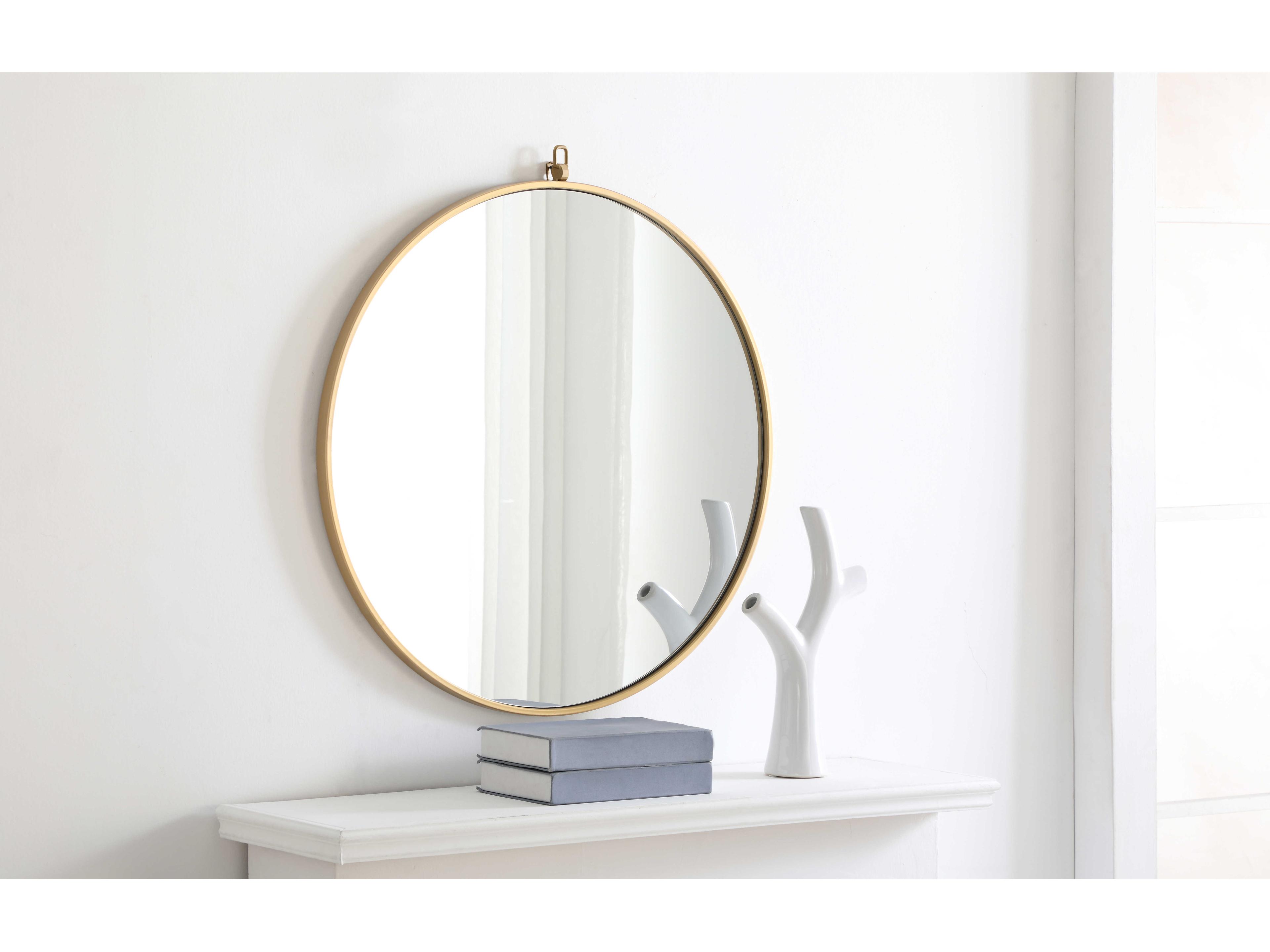 Elegant Lighting Eternity Brass Round Wall Mirror