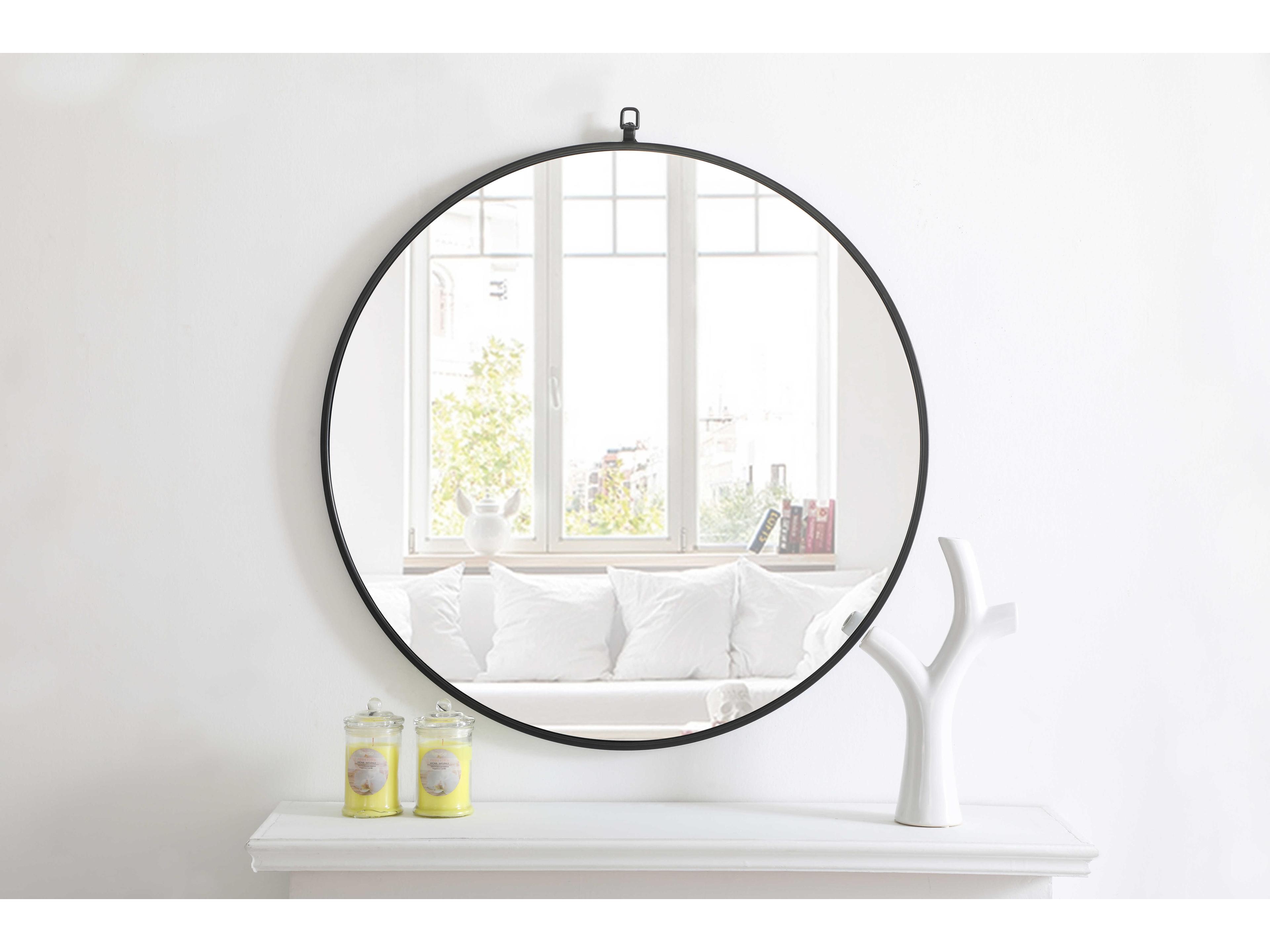 Elegant Lighting Eternity Black Round Wall Mirror