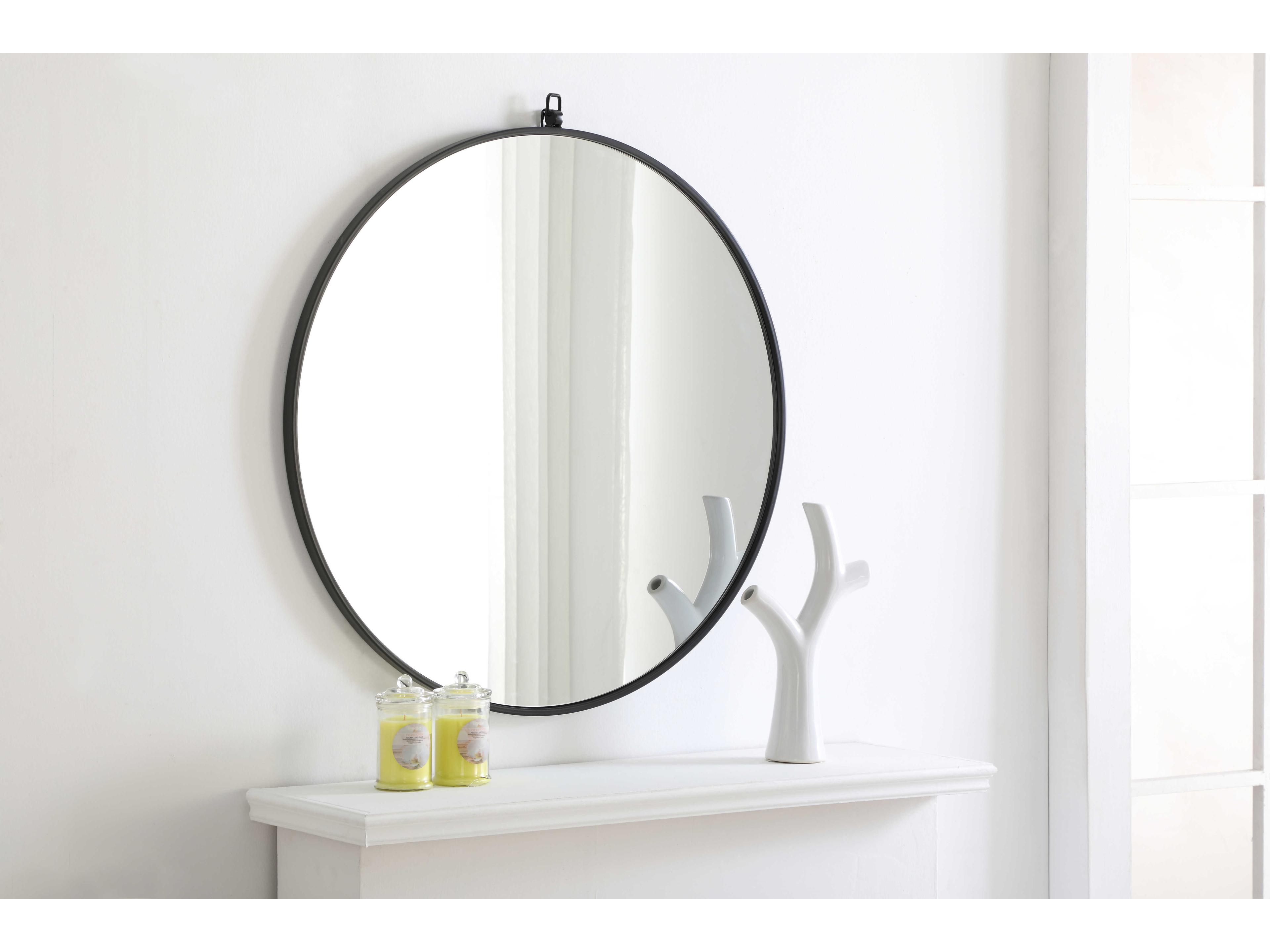 Elegant Lighting Eternity Black Round Wall Mirror