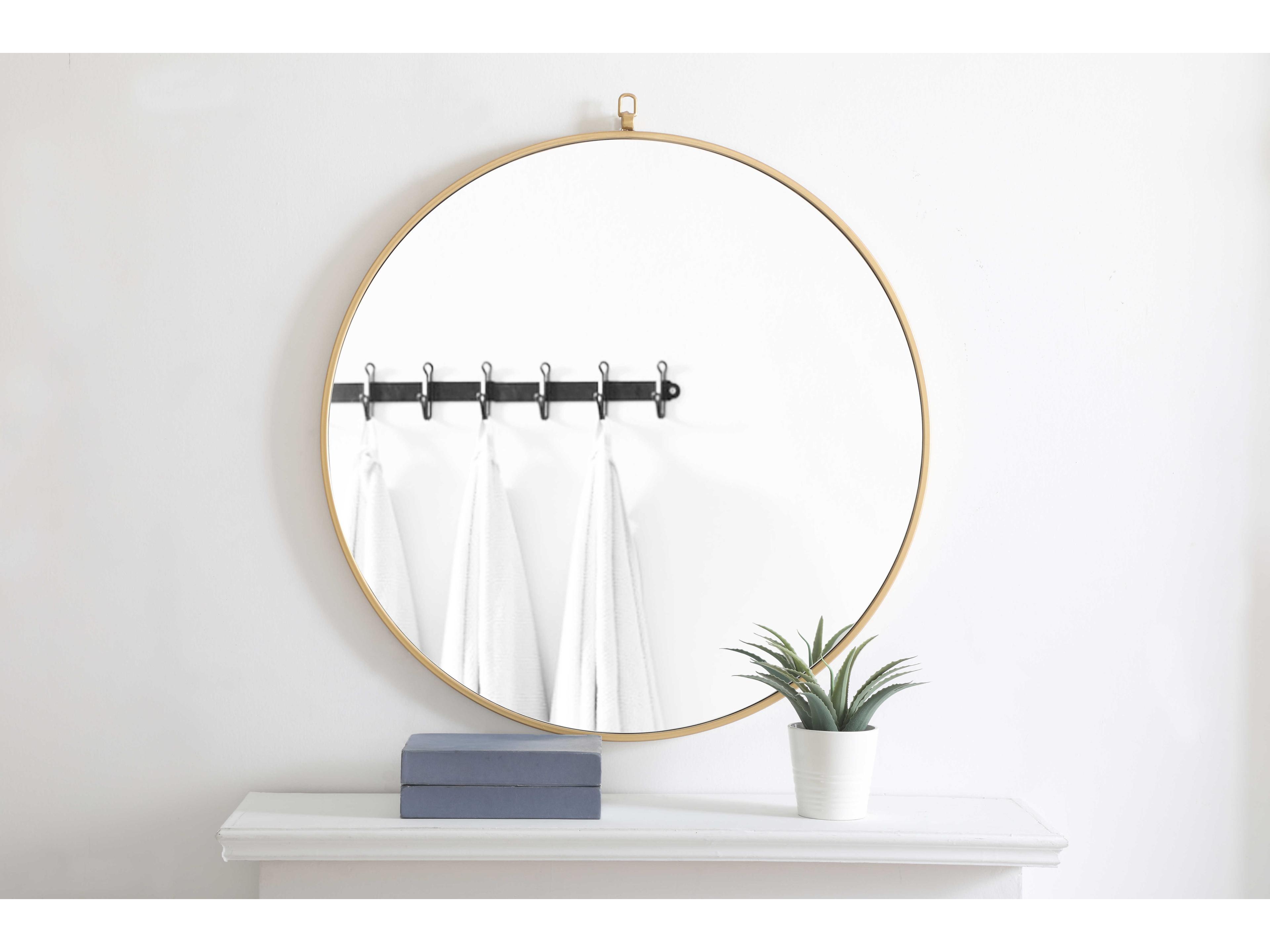 Elegant Lighting Eternity Brass Round Wall Mirror