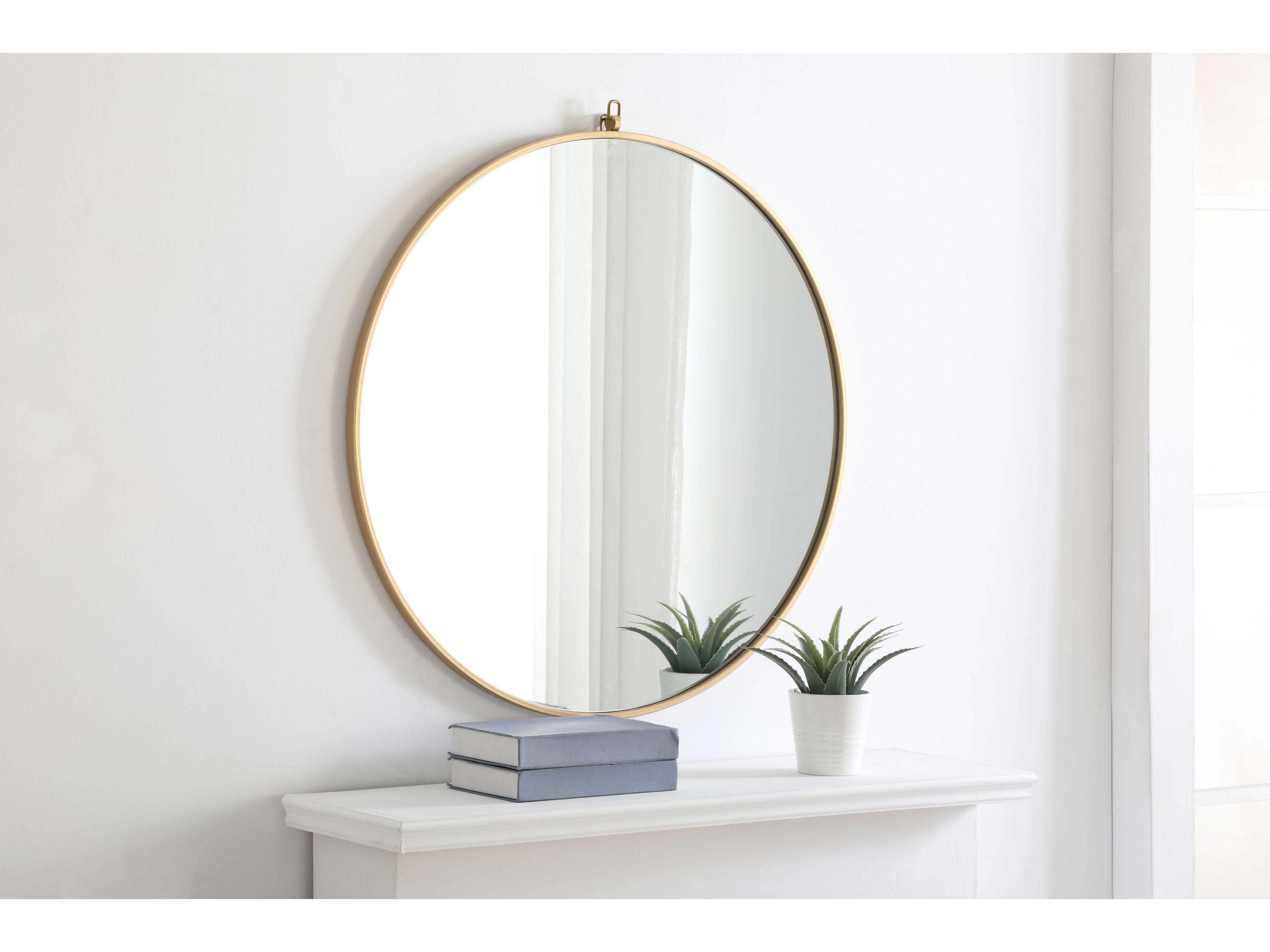 Elegant Lighting Eternity Brass Round Wall Mirror