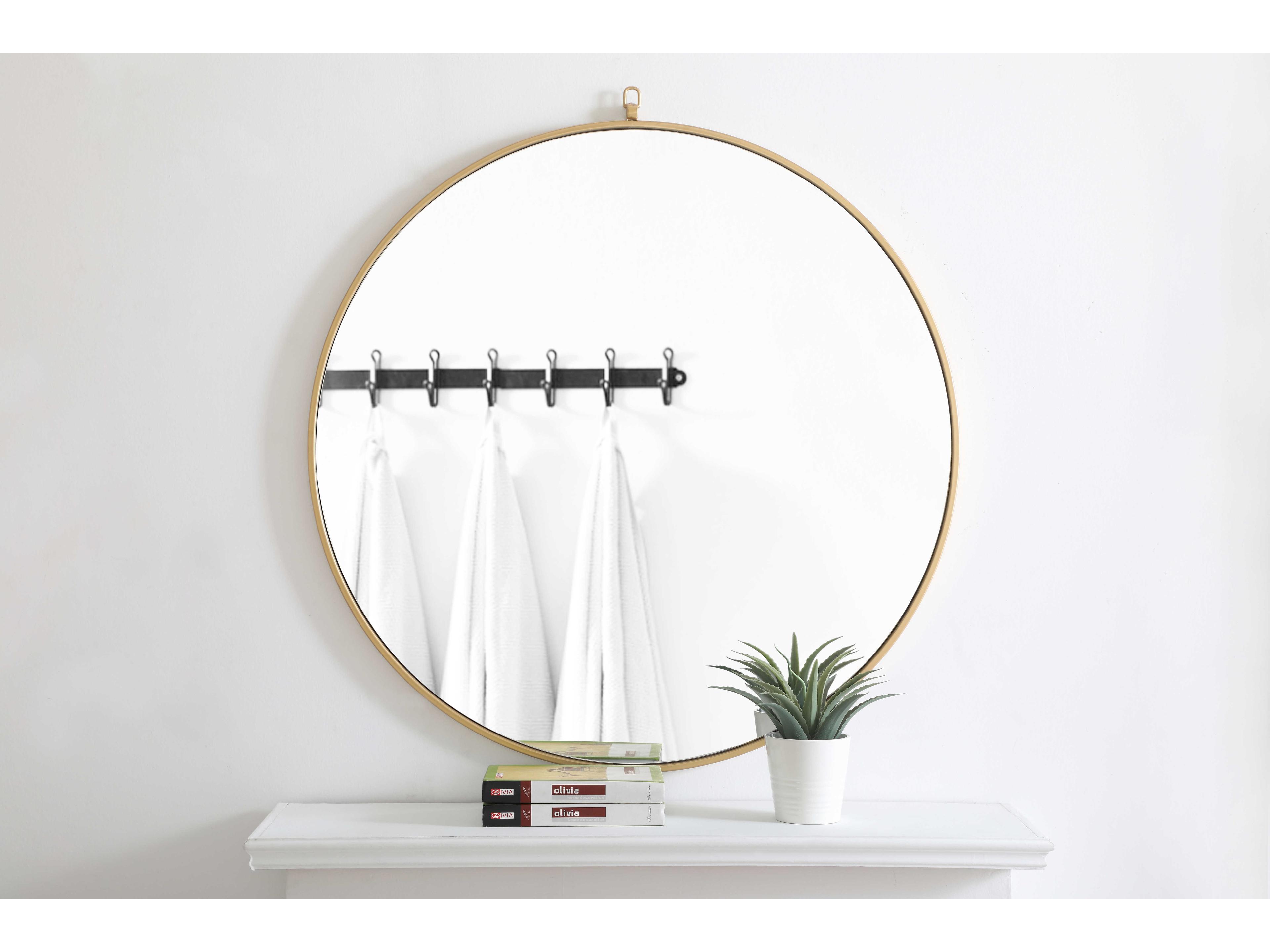 Elegant Lighting Eternity Brass Round Wall Mirror