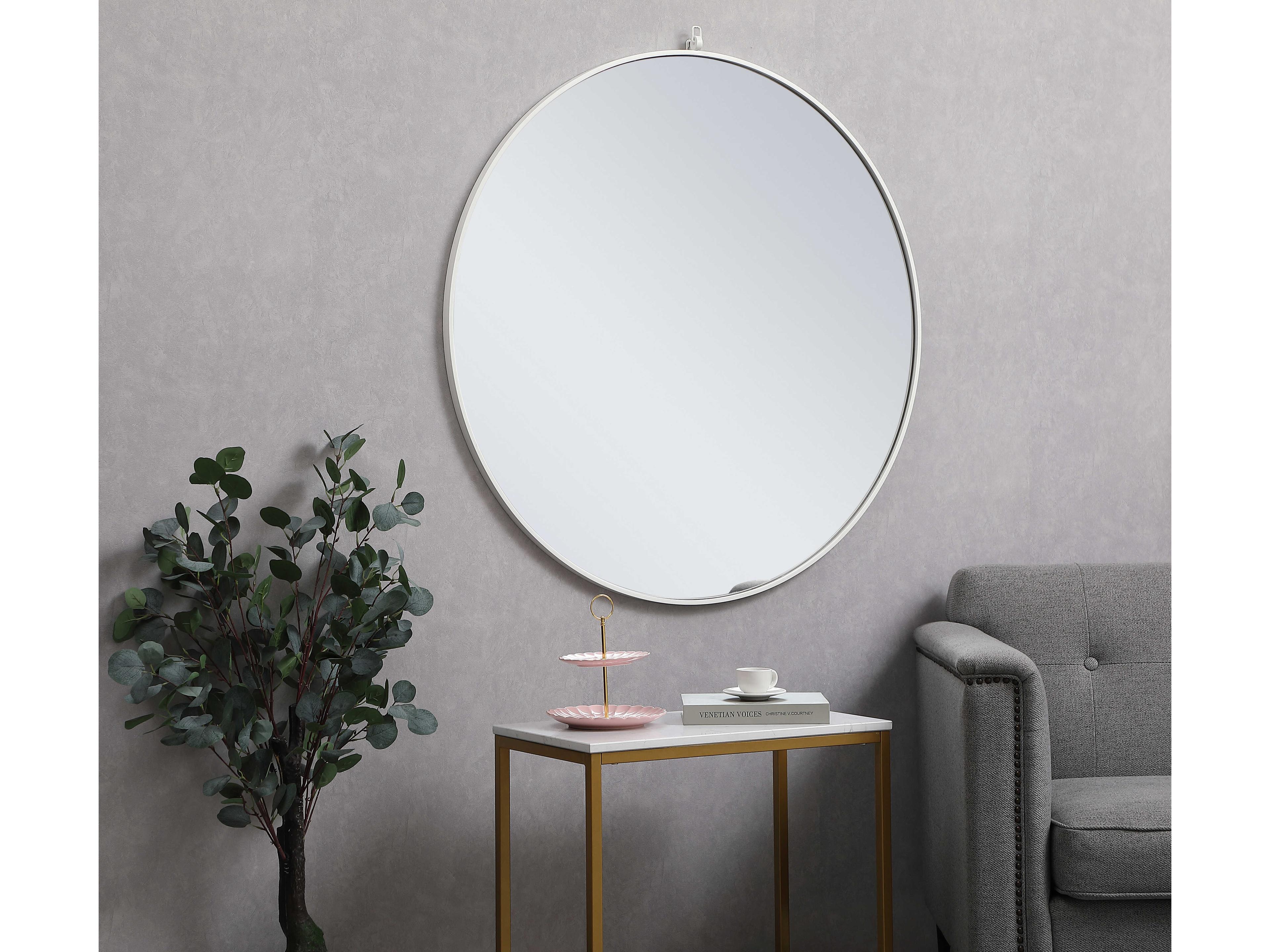 Elegant Lighting Eternity White Round Wall Mirror