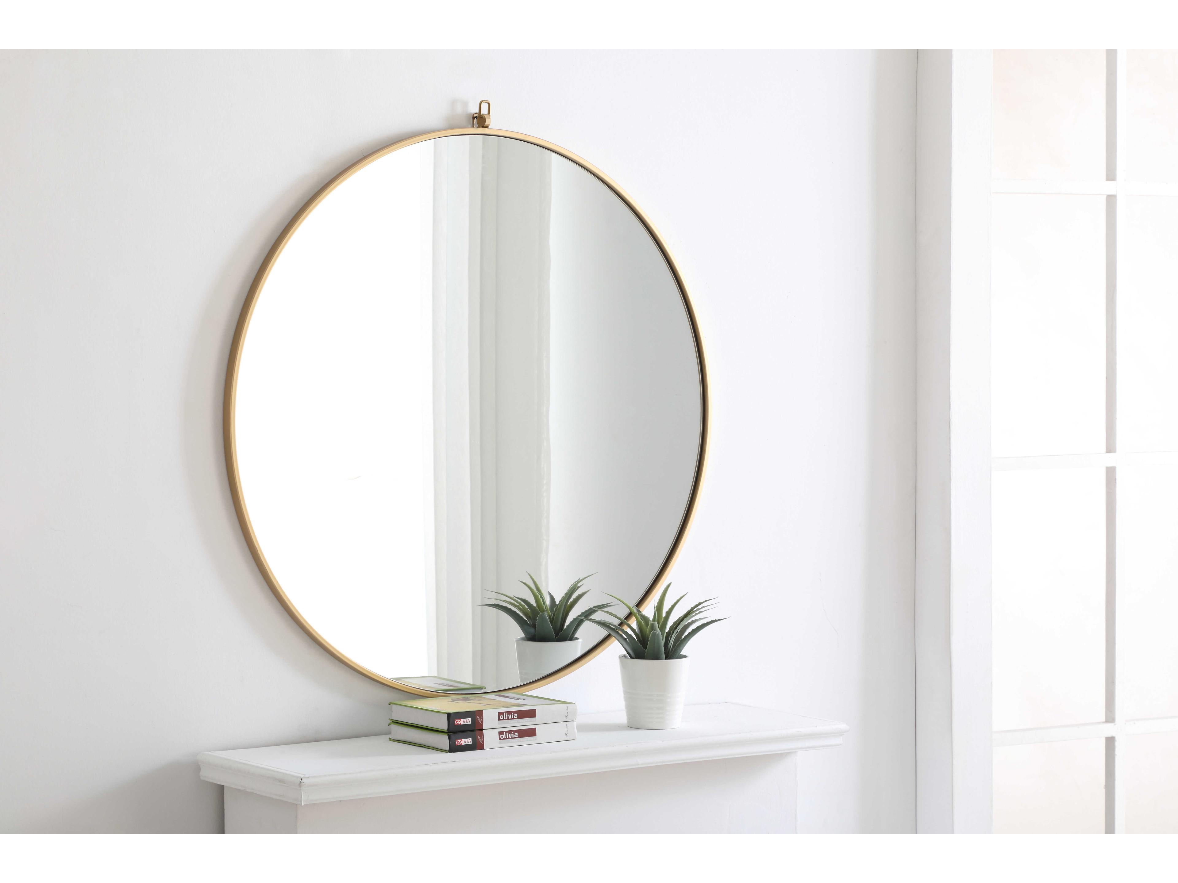 Elegant Lighting Eternity Brass Round Wall Mirror
