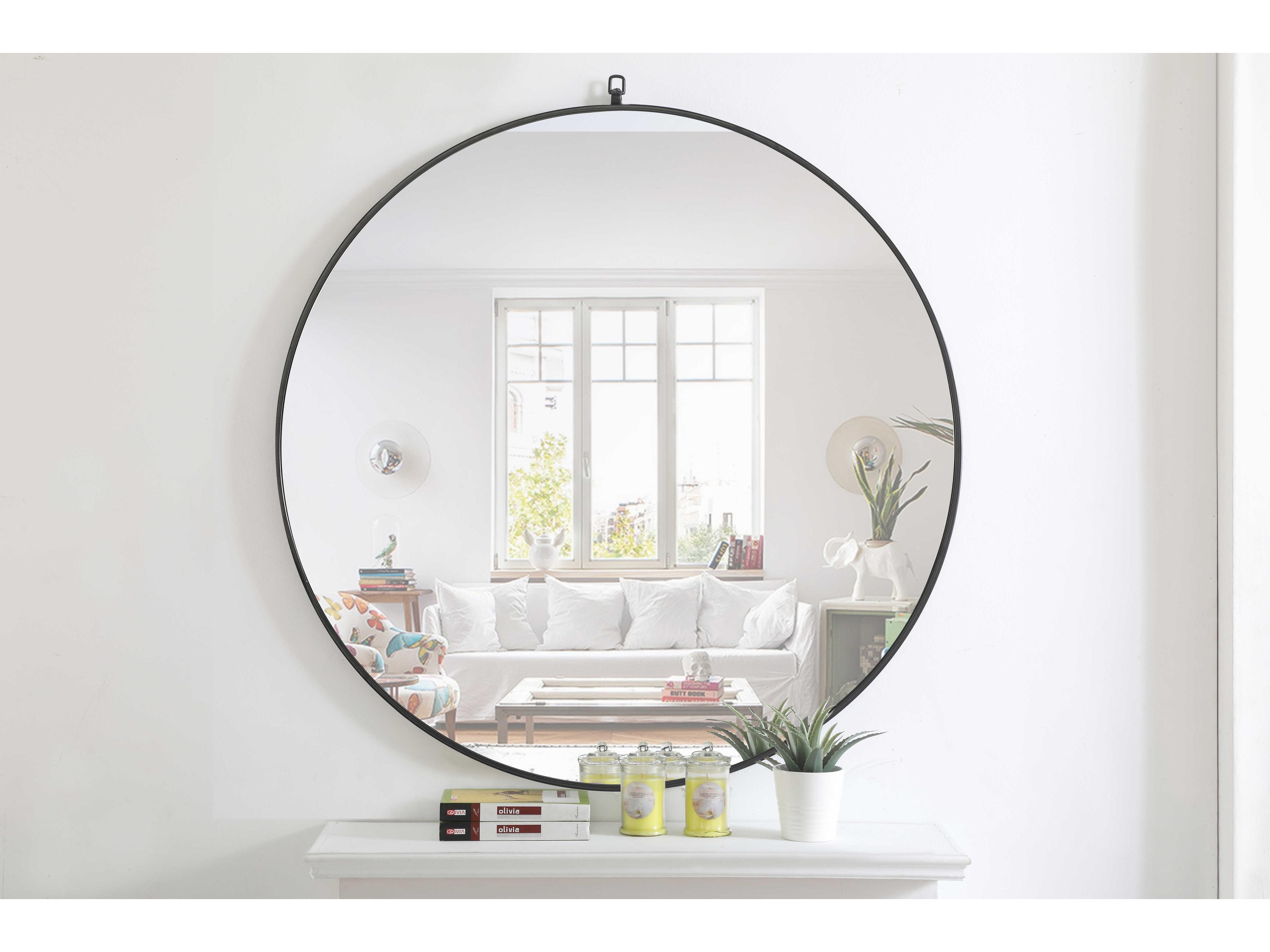 Elegant Lighting Eternity Black Round Wall Mirror