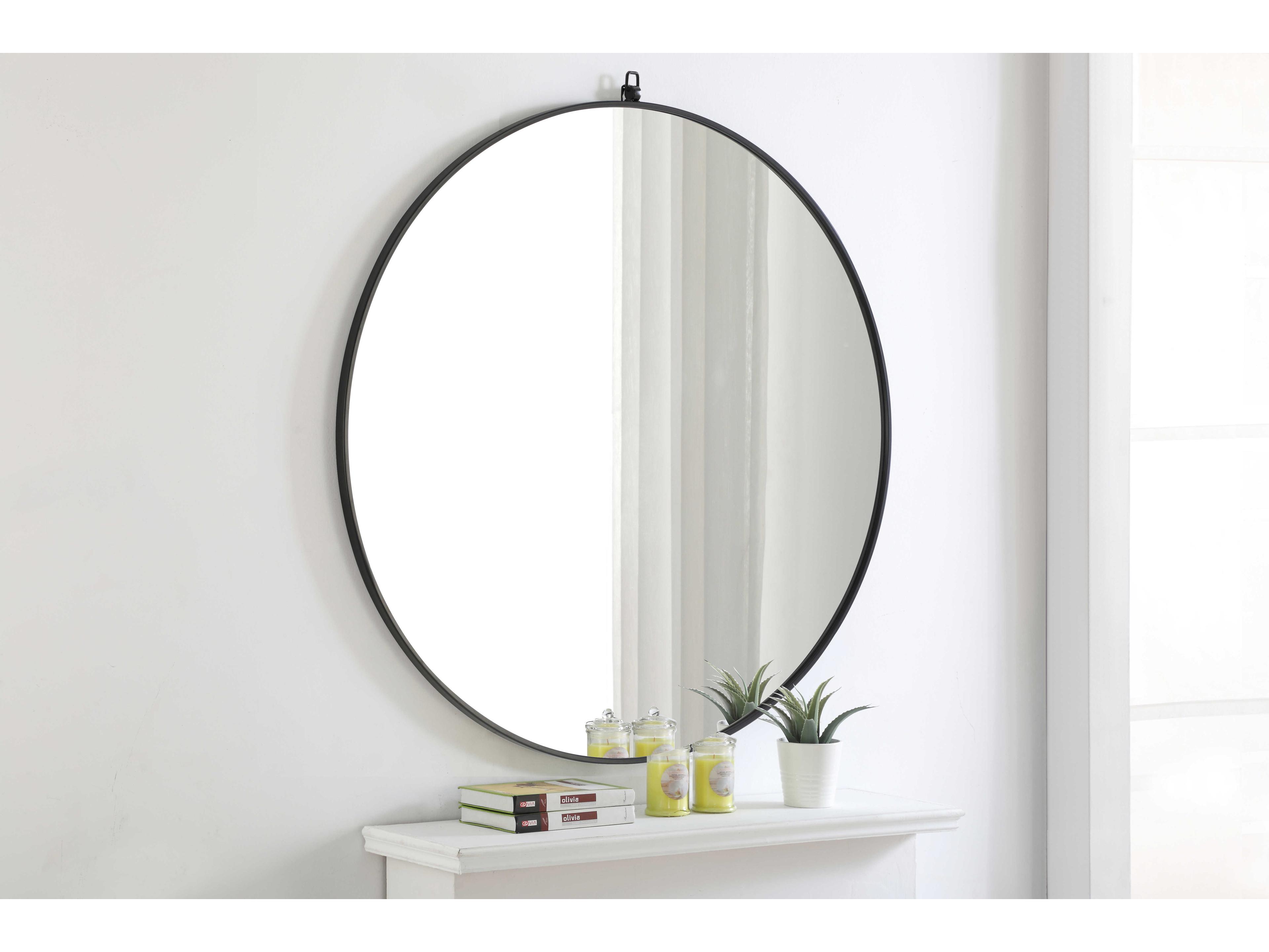 Elegant Lighting Eternity Black Round Wall Mirror