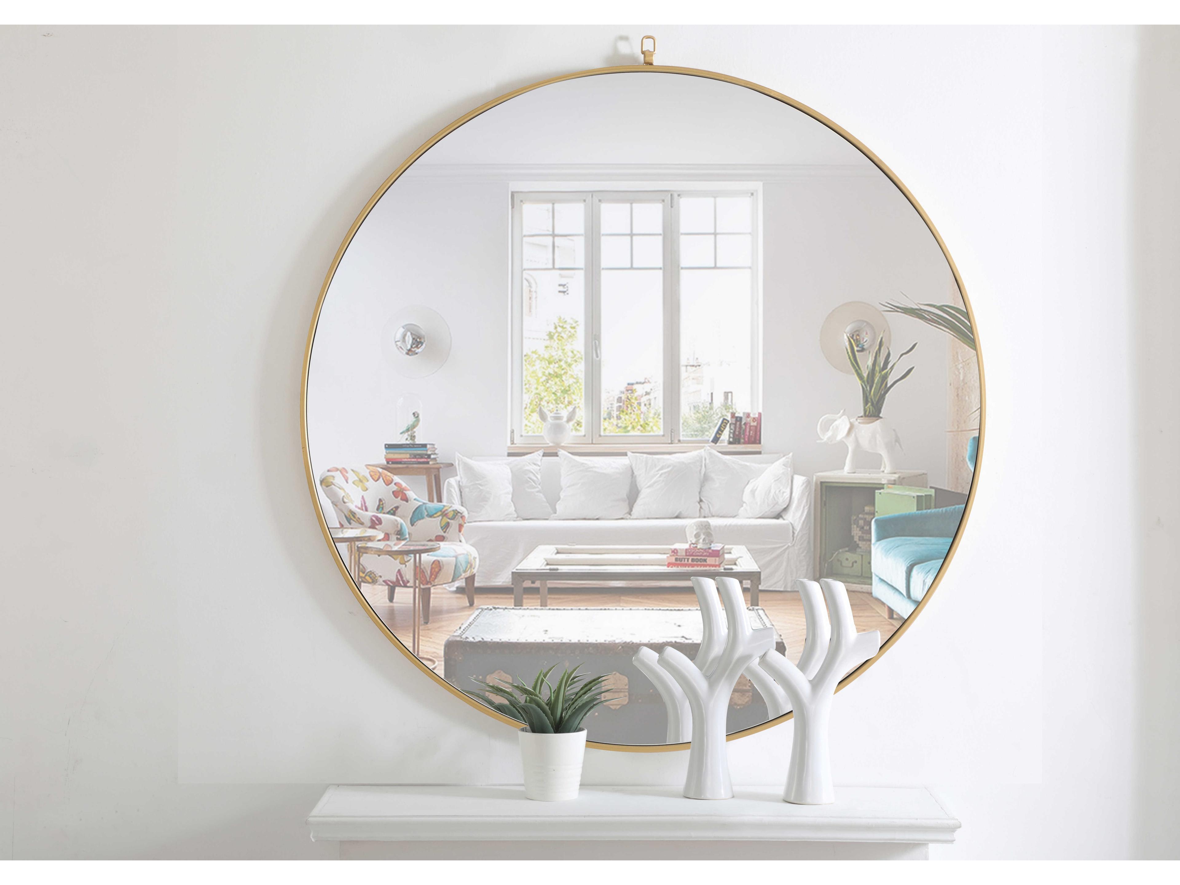 Elegant Lighting Eternity Brass Round Wall Mirror