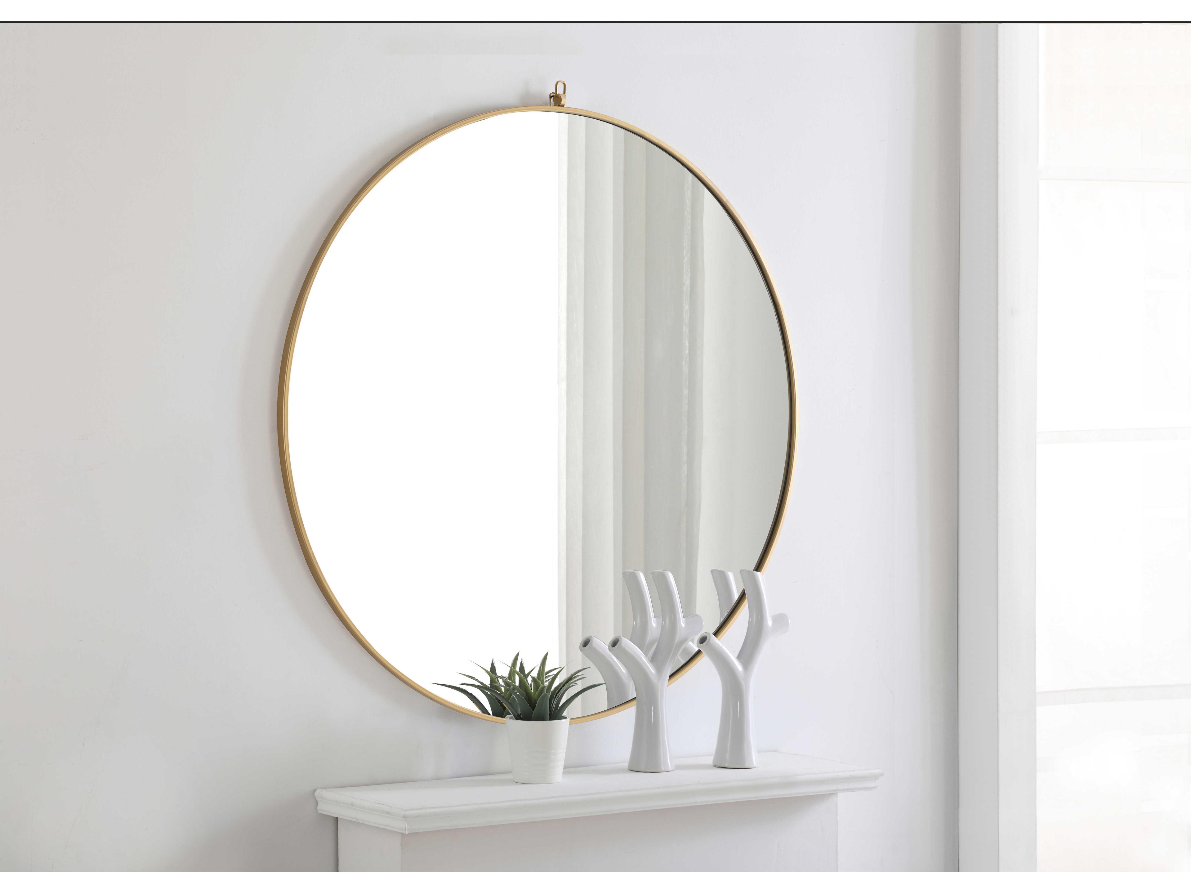 Elegant Lighting Eternity Brass Round Wall Mirror