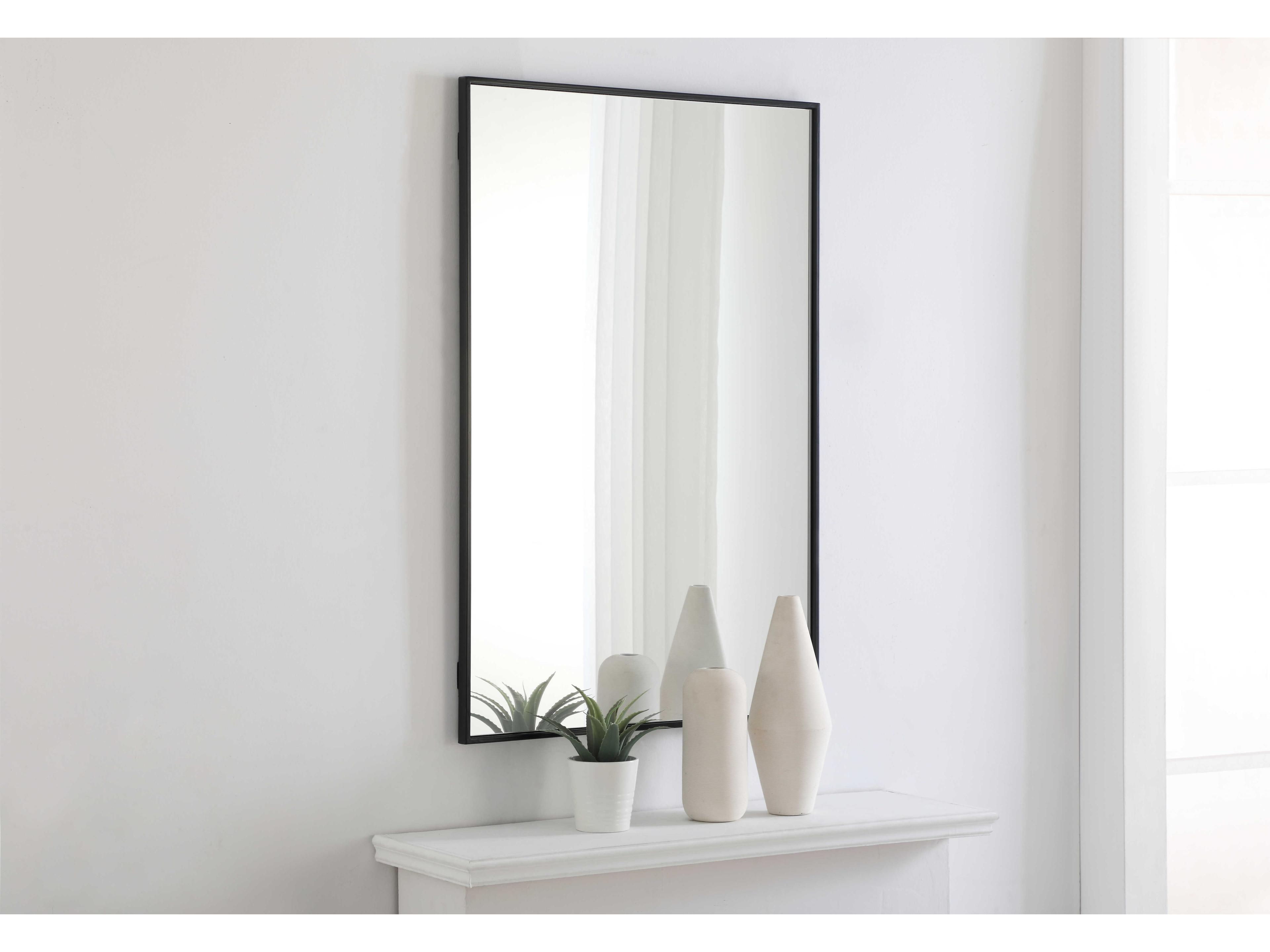Elegant Lighting Eternity Black Rectangular Wall Mirror