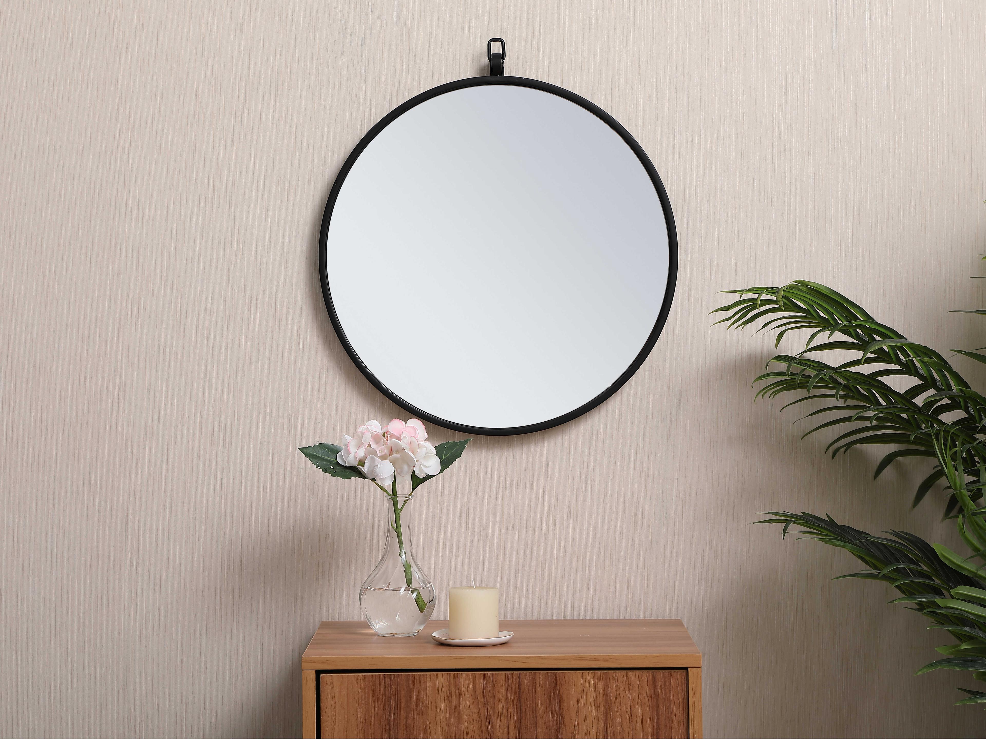 Elegant Lighting Eternity Black Round Wall Mirror