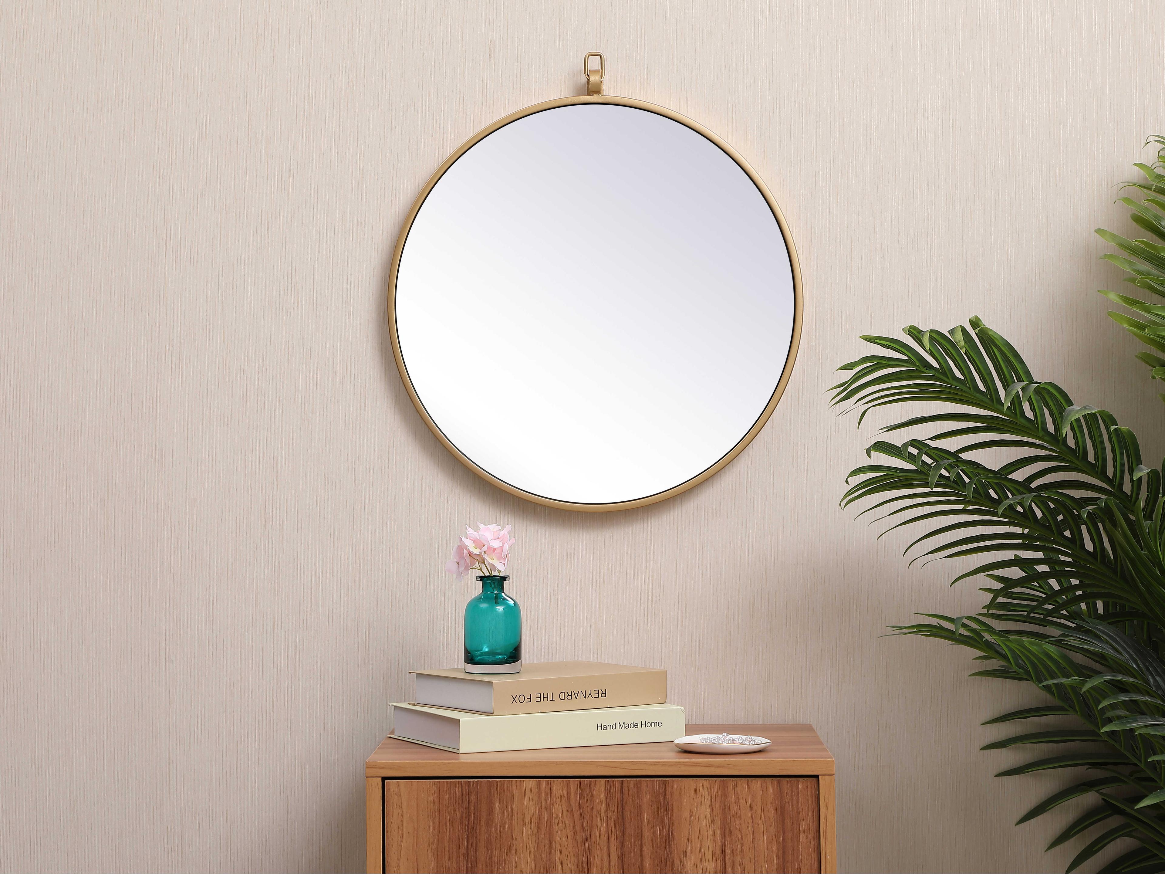 Elegant Lighting Eternity Brass Round Wall Mirror