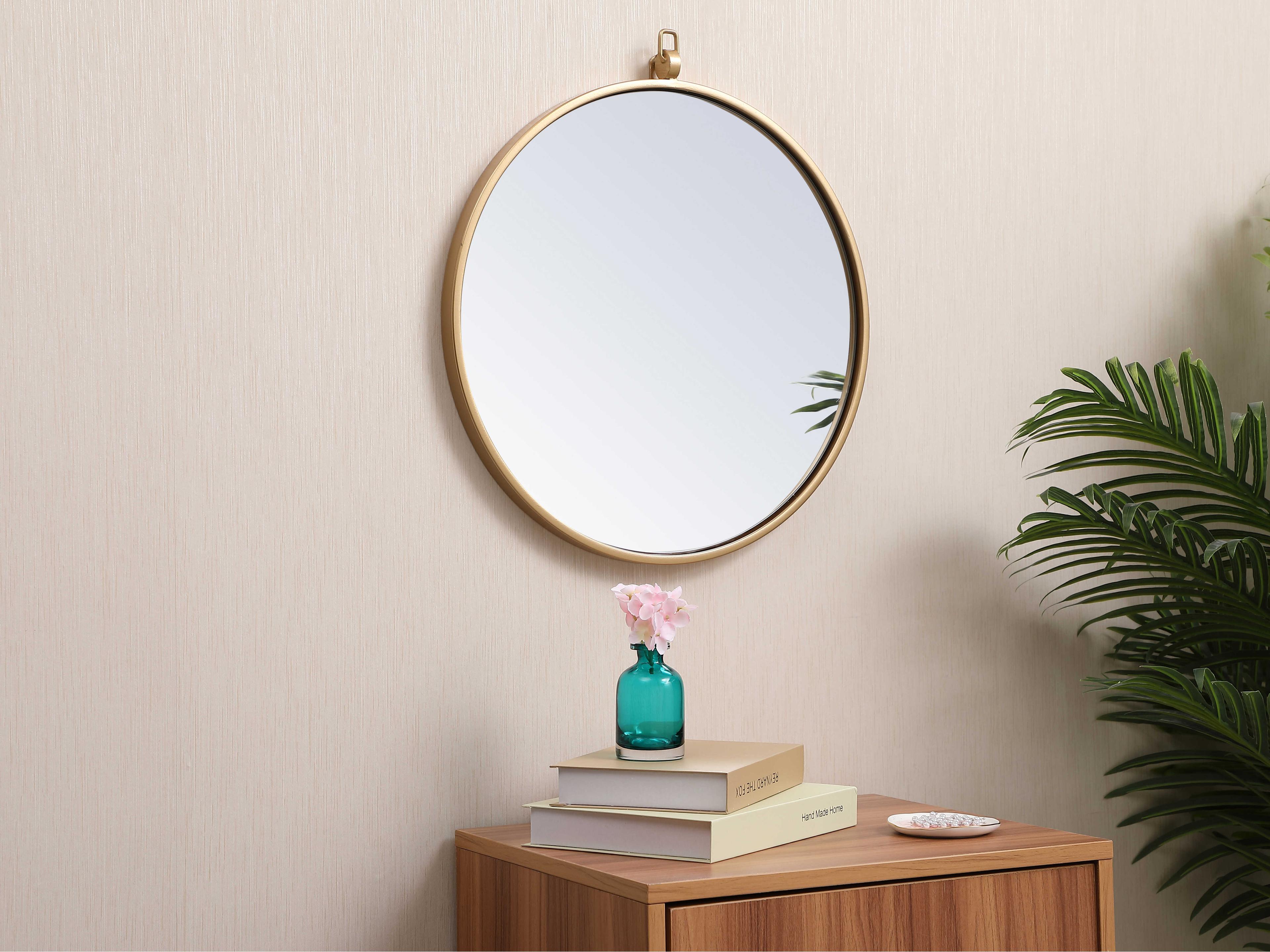 Elegant Lighting Eternity Brass Round Wall Mirror