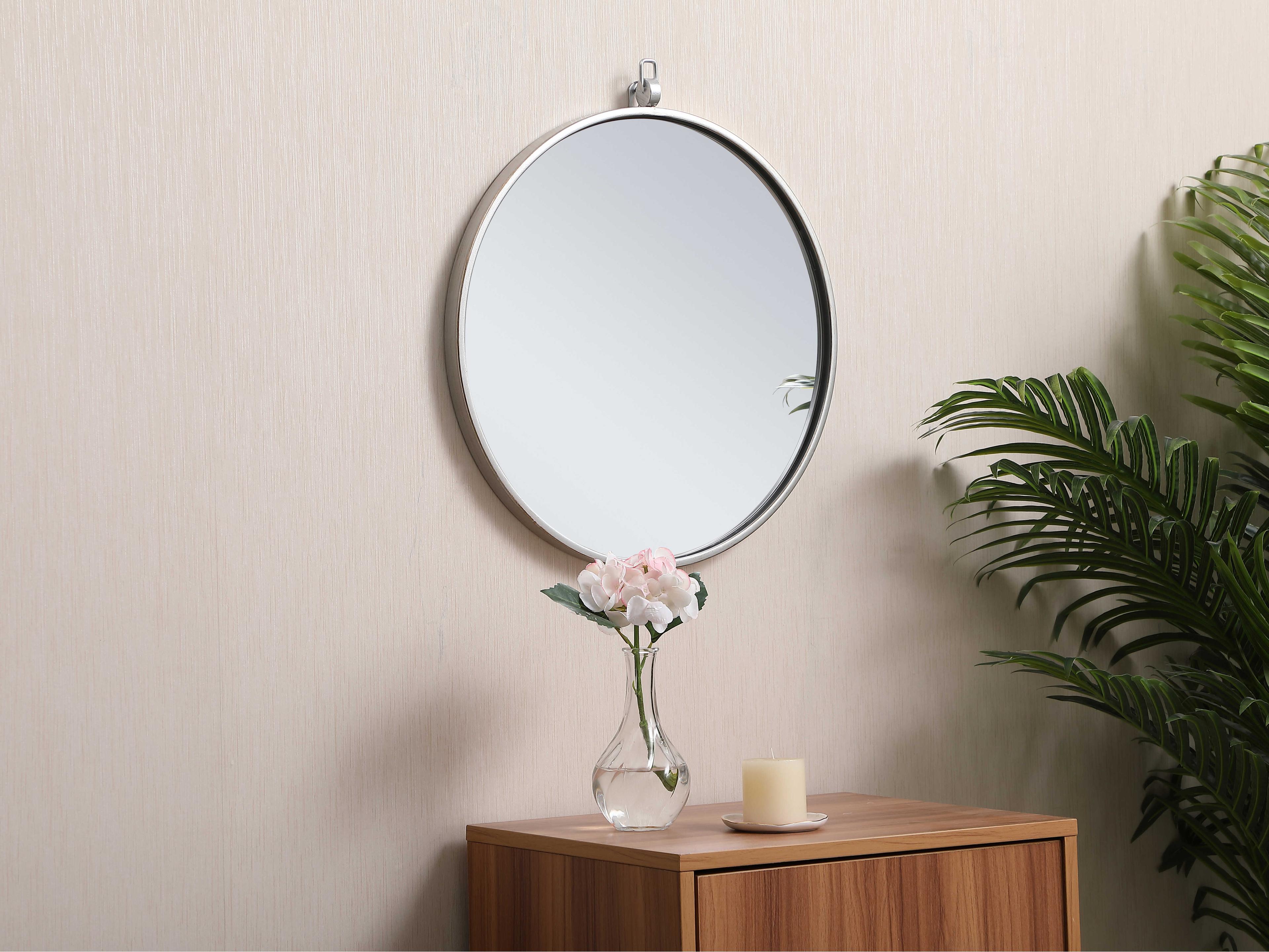 Elegant Lighting Eternity Silver Round Wall Mirror