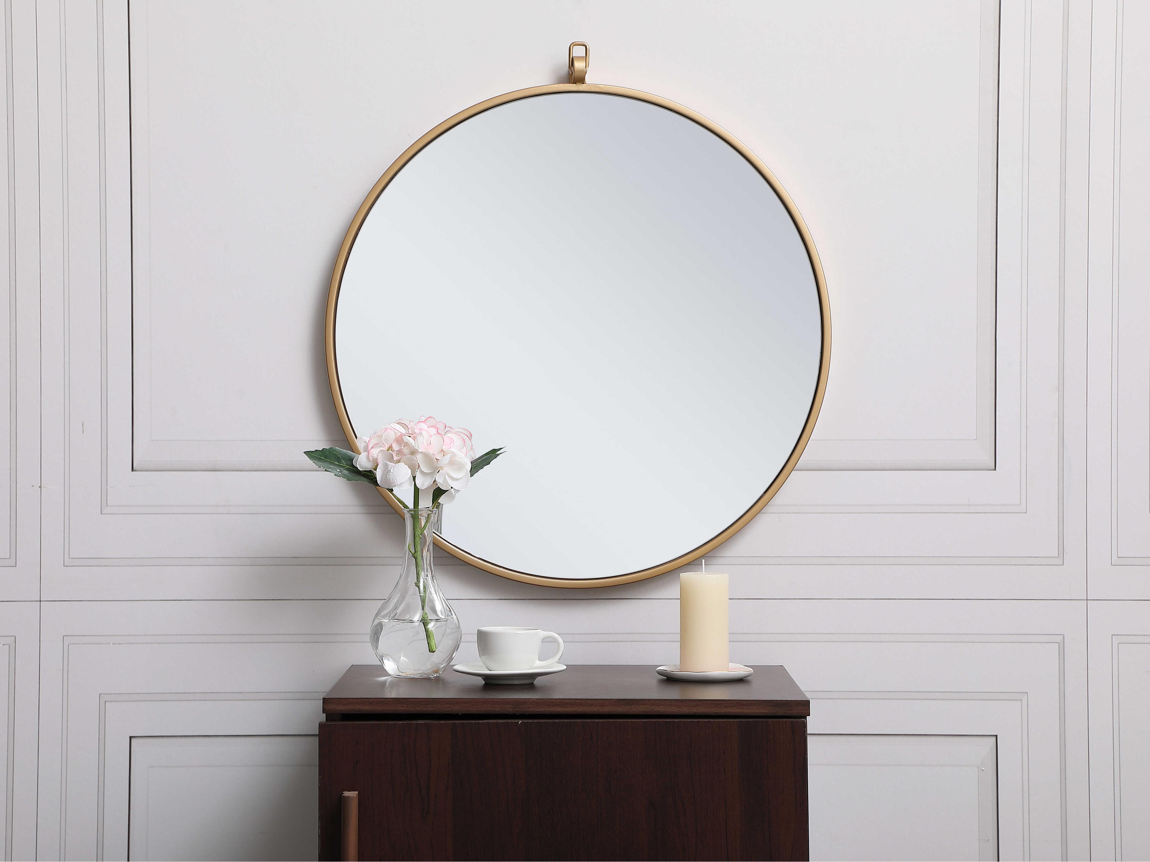 Elegant Lighting Eternity Brass Round Wall Mirror