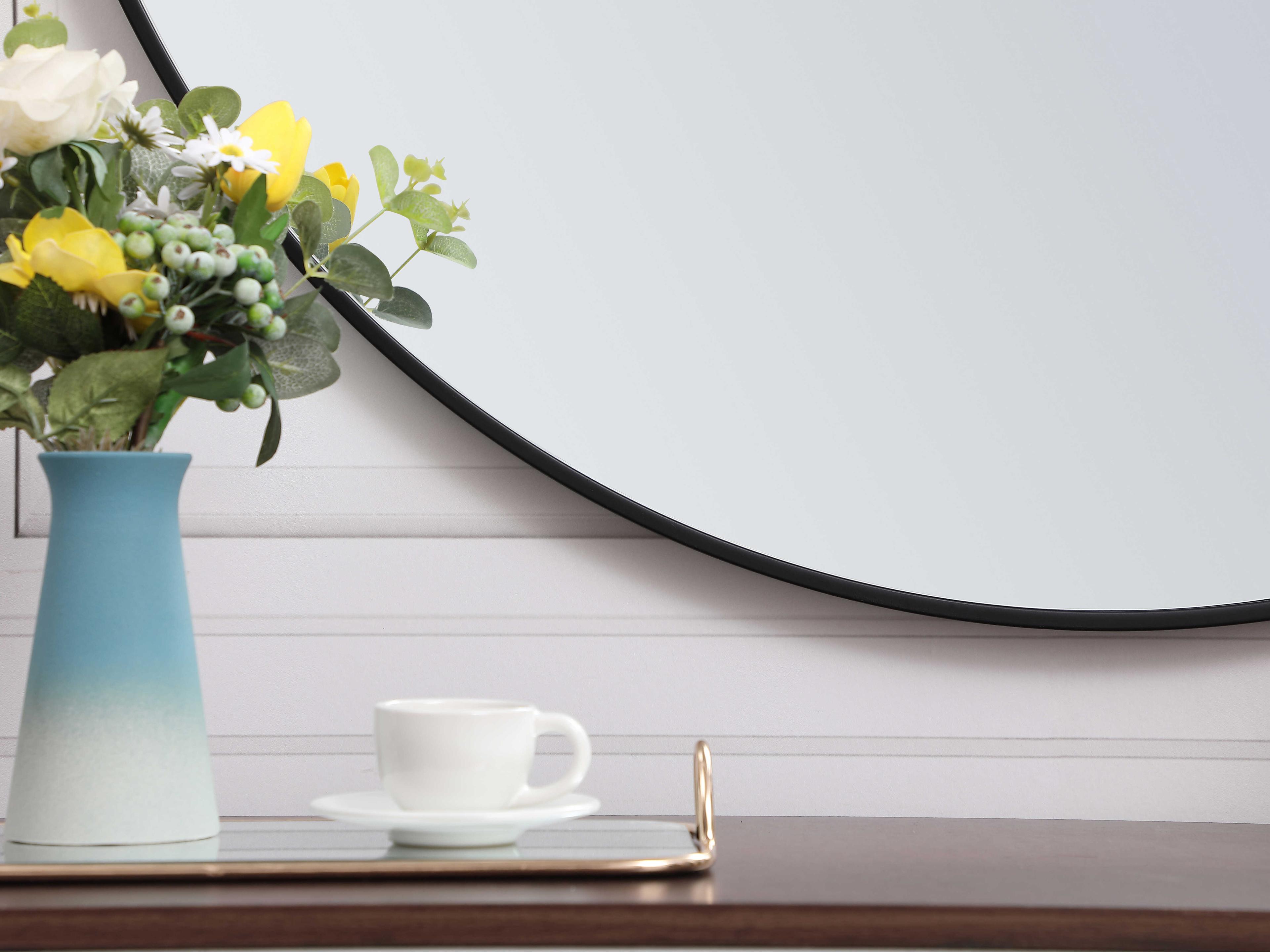 Elegant Lighting Eternity Black Round Wall Mirror