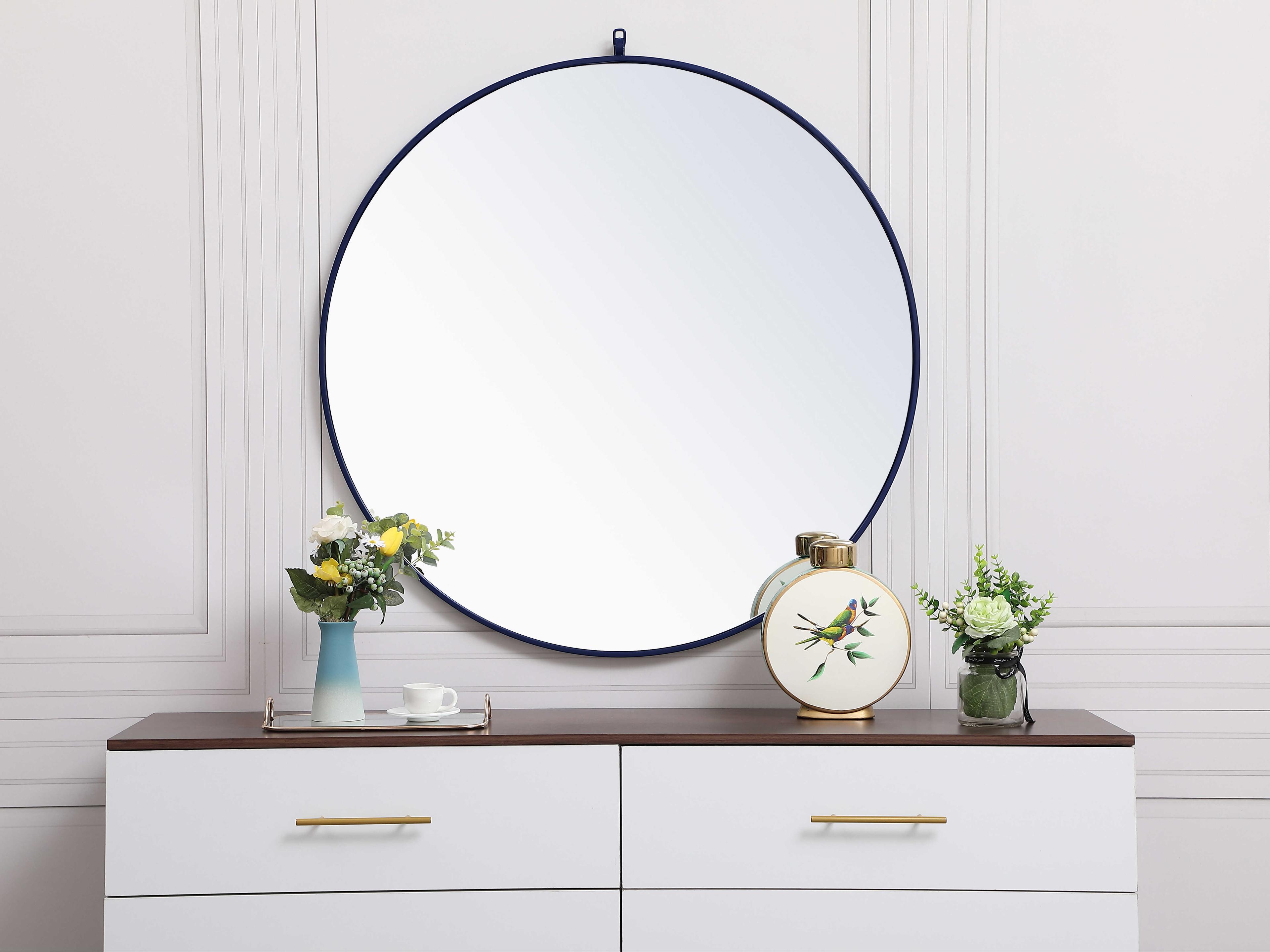 Elegant Lighting Eternity Blue Round Wall Mirror