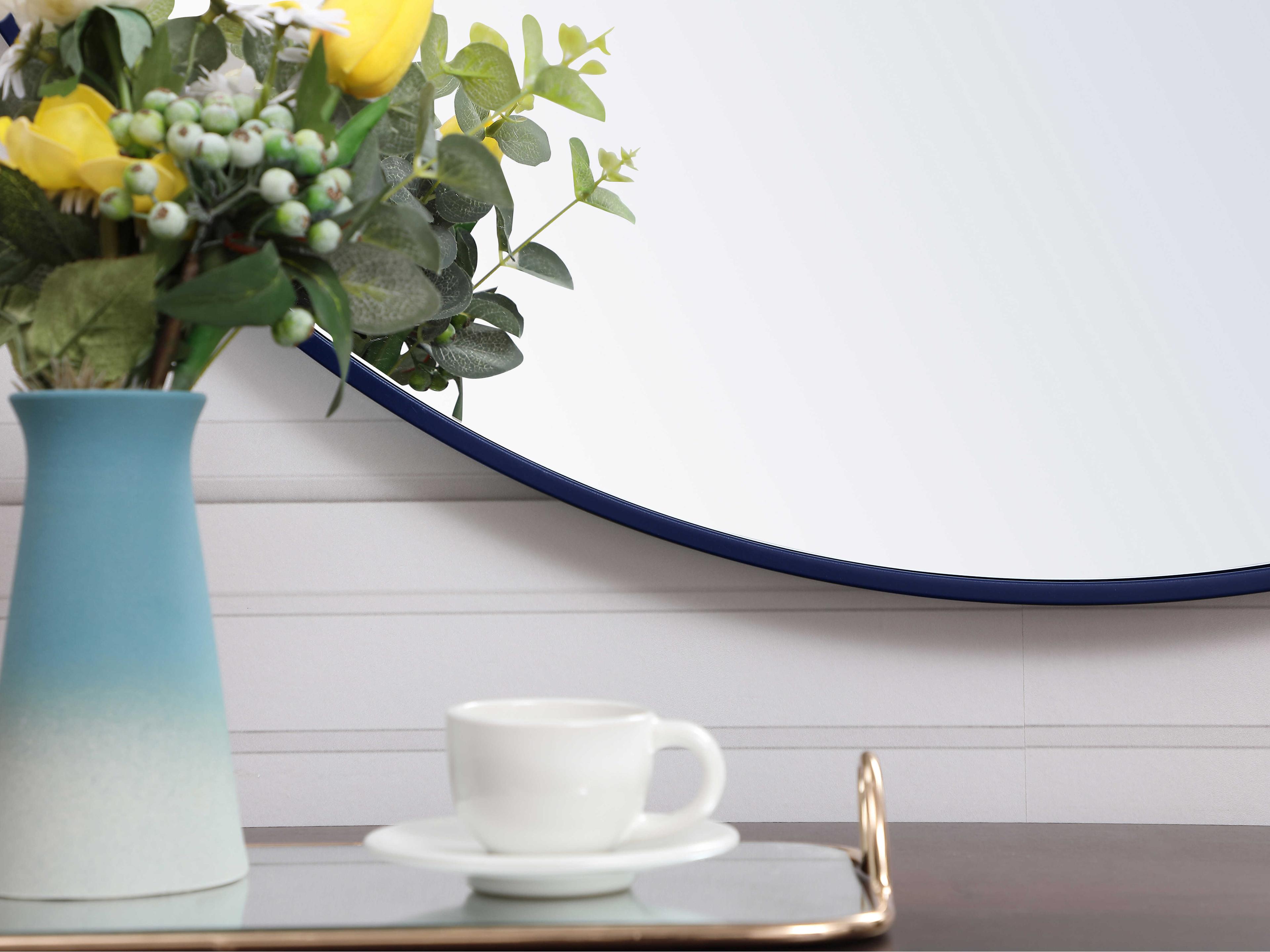 Elegant Lighting Eternity Blue Round Wall Mirror