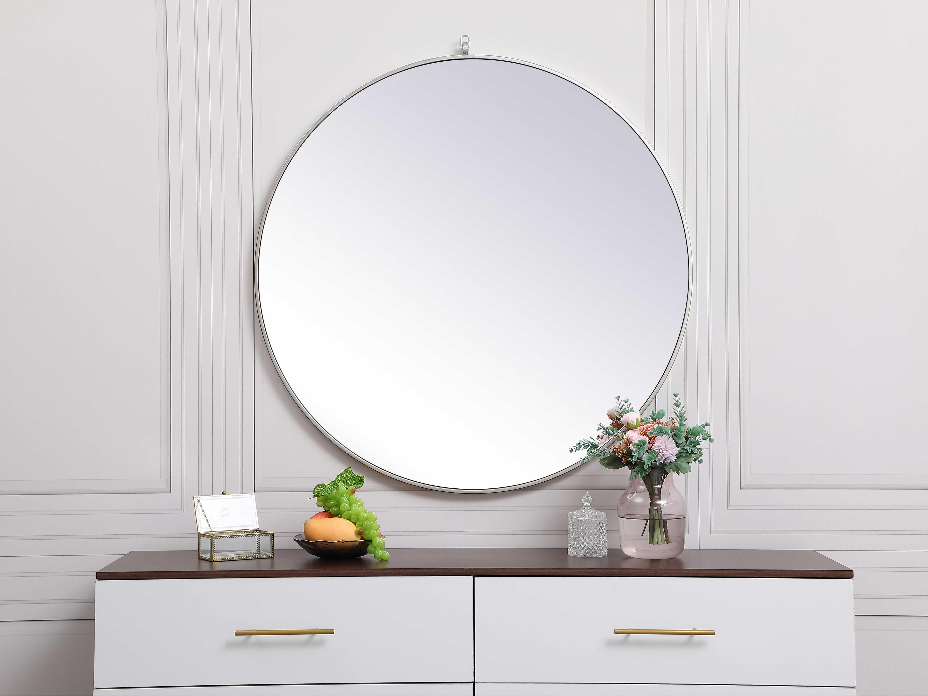 Elegant Lighting Eternity Silver Round Wall Mirror