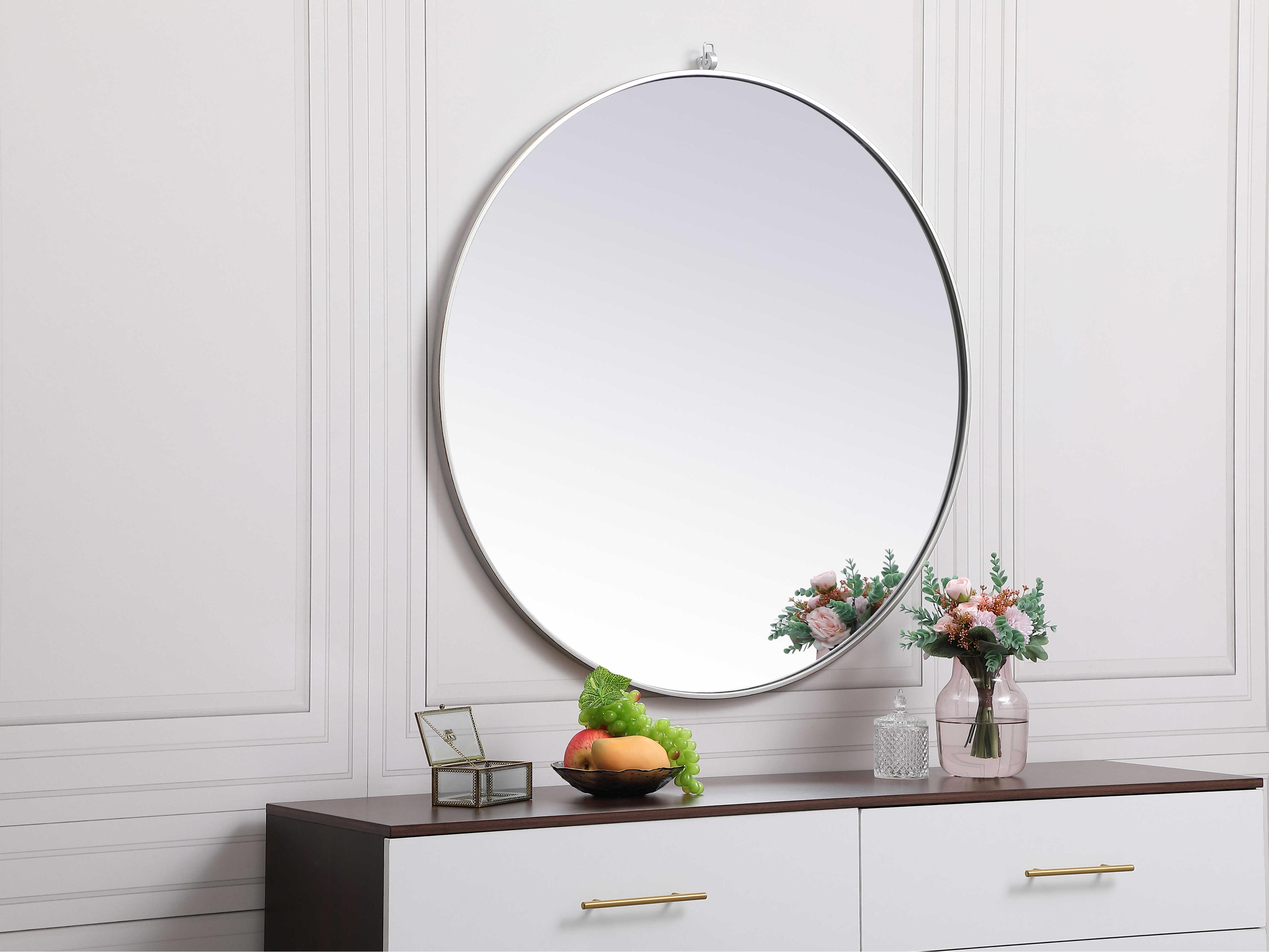 Elegant Lighting Eternity Silver Round Wall Mirror