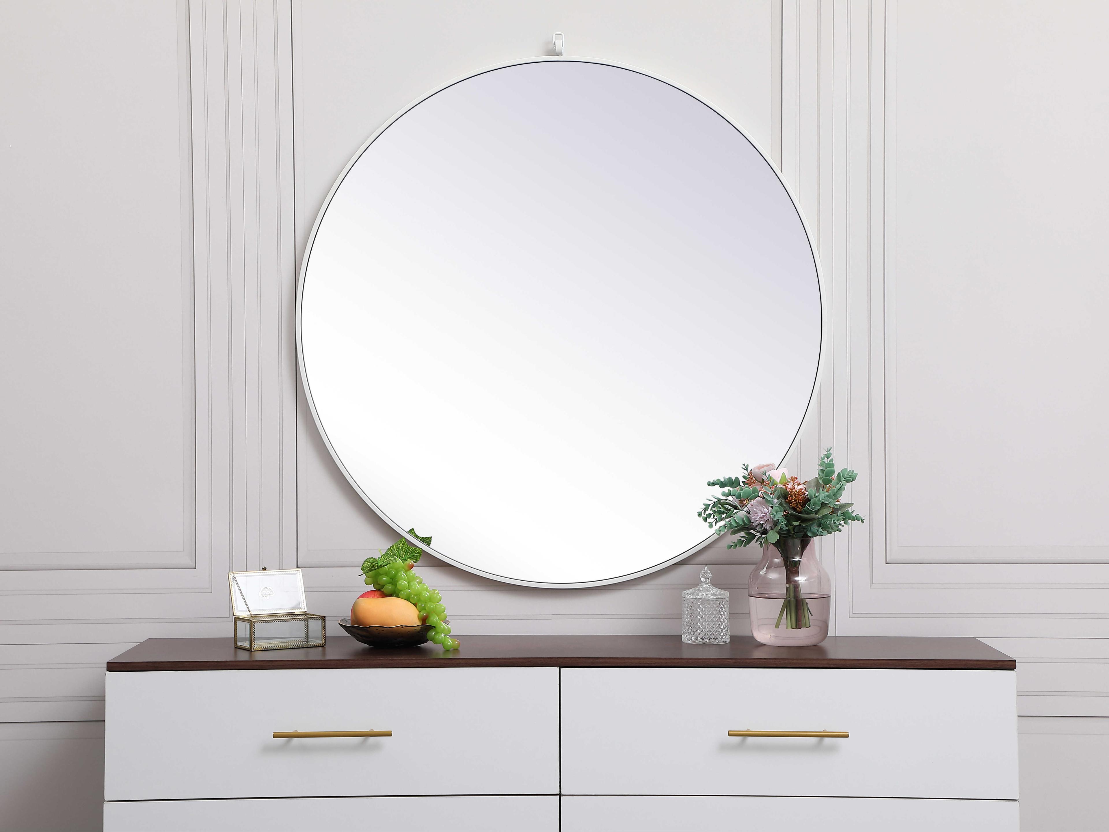 Elegant Lighting Eternity White Round Wall Mirror