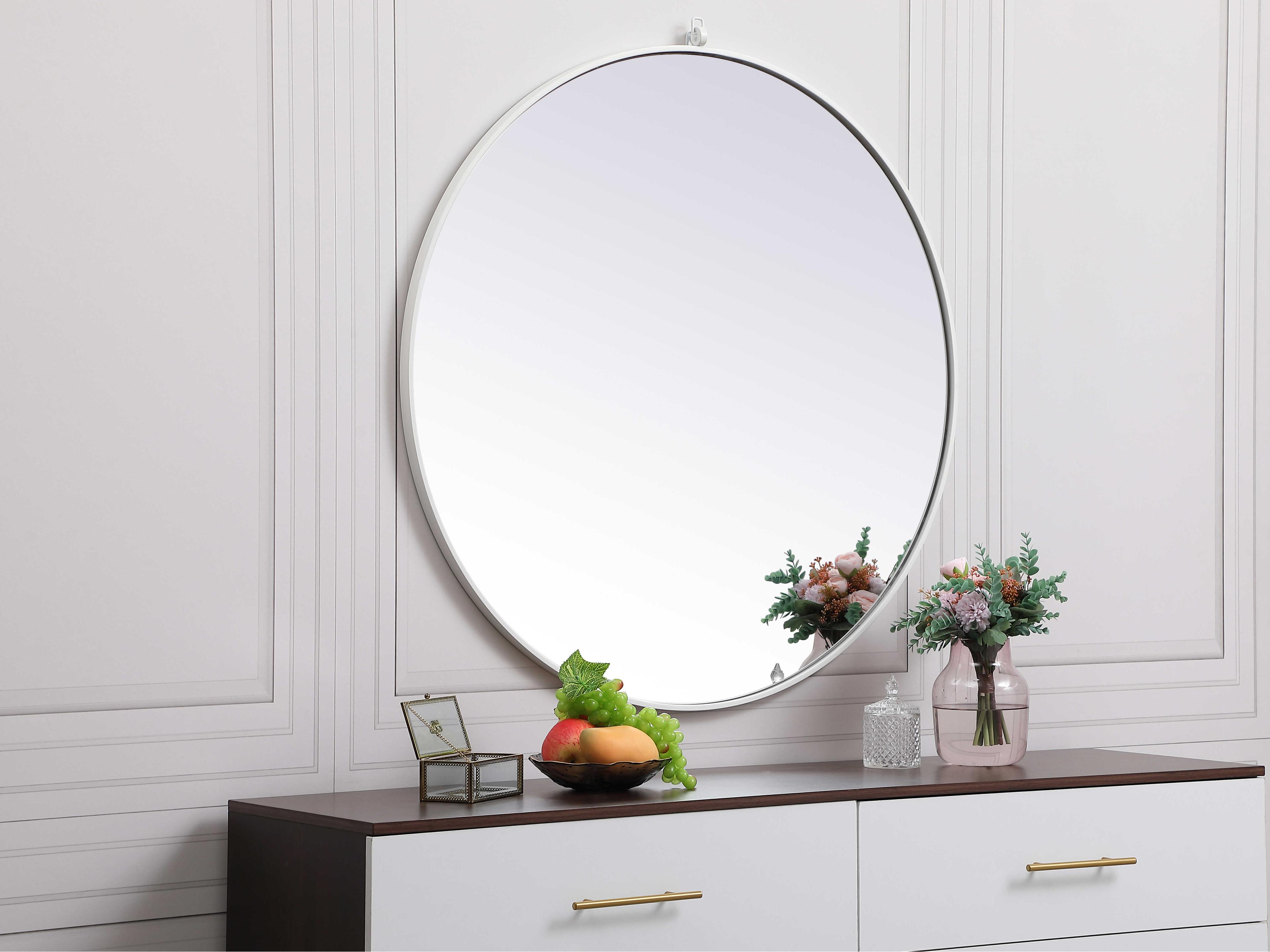 Elegant Lighting Eternity White Round Wall Mirror