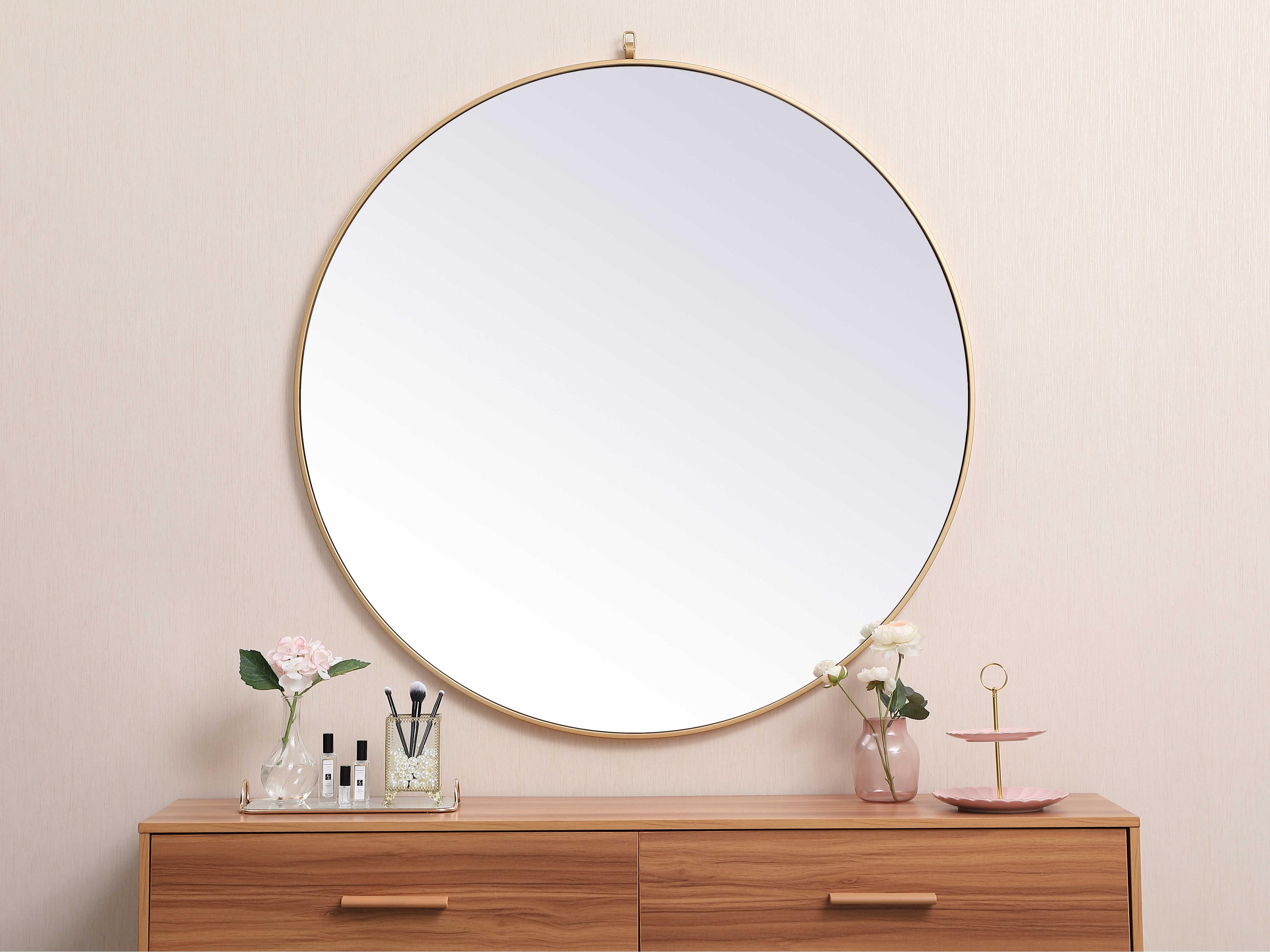 Elegant Lighting Eternity Brass Round Wall Mirror