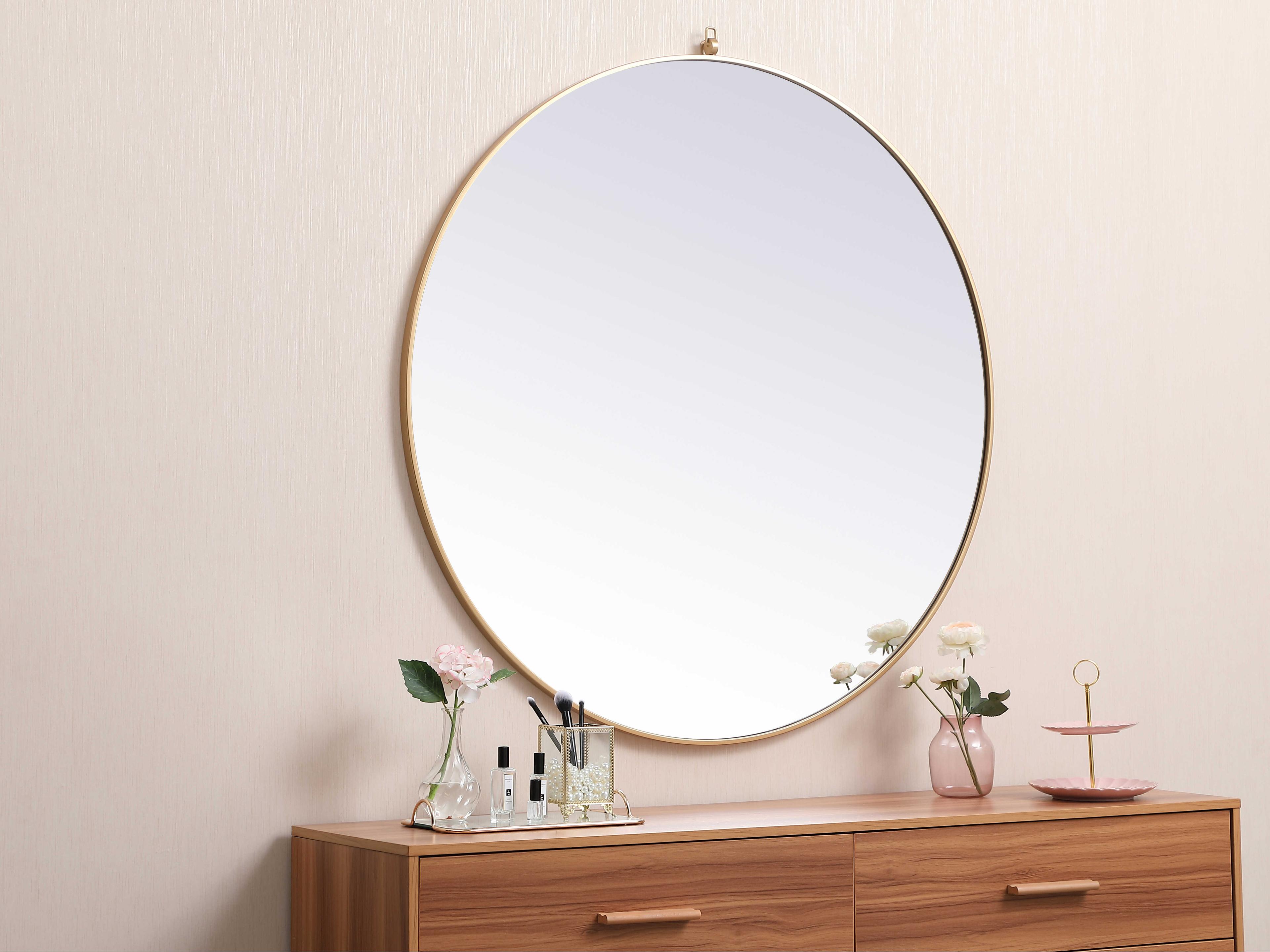 Elegant Lighting Eternity Brass Round Wall Mirror