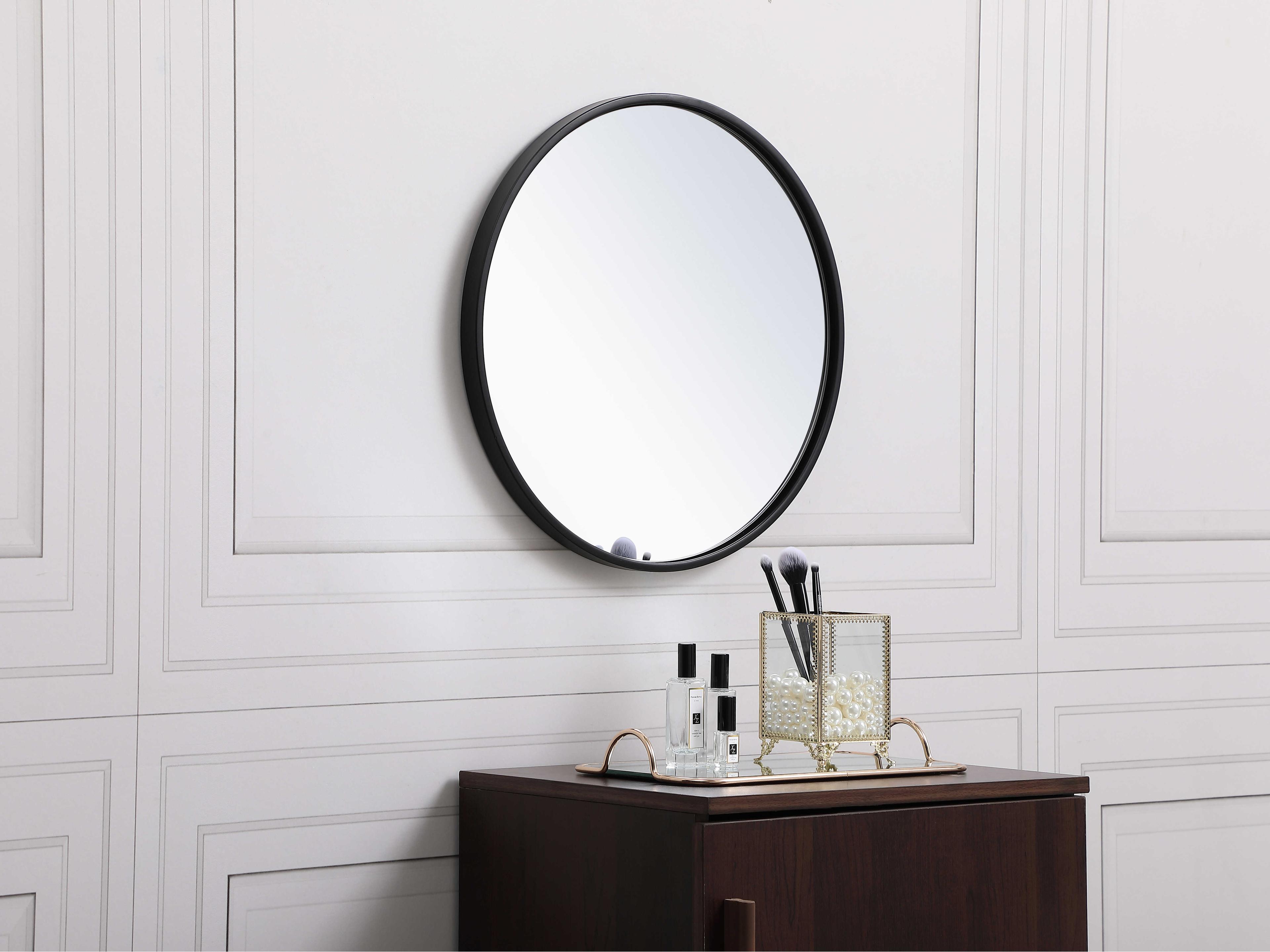 Elegant Lighting Eternity Black Round Wall Mirror
