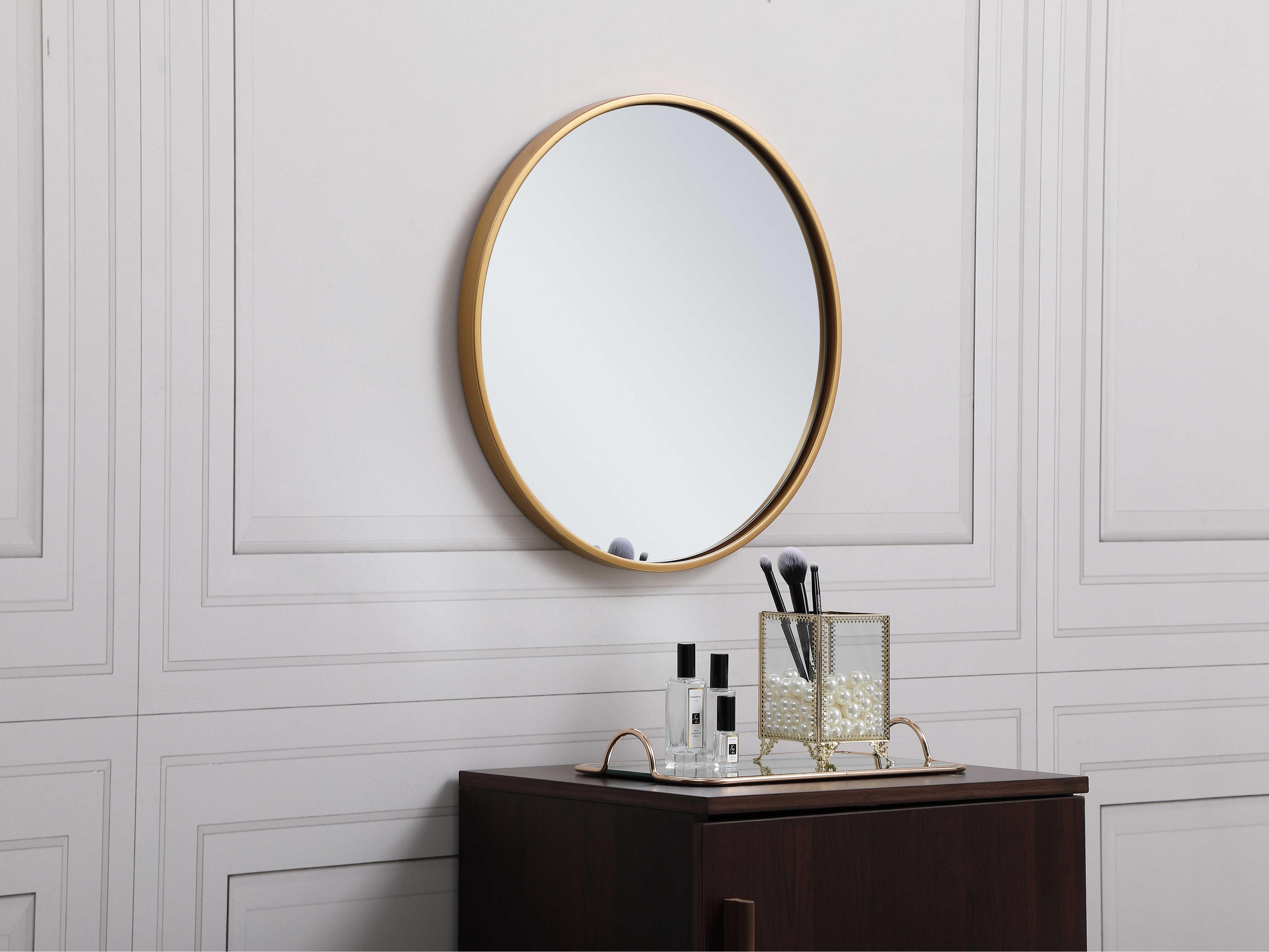 Elegant Lighting Eternity Brass Round Wall Mirror