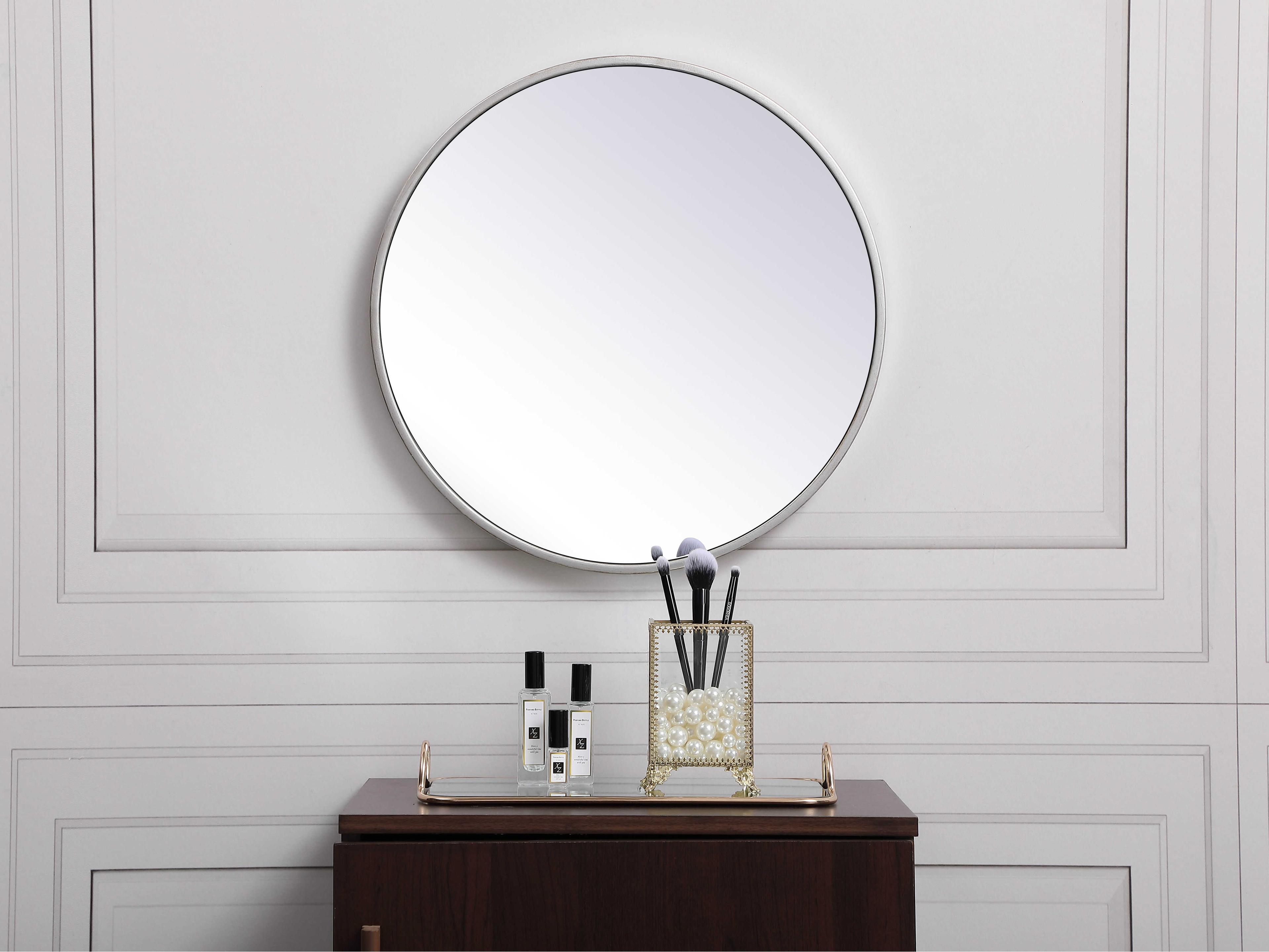 Elegant Lighting Eternity Silver Round Wall Mirror