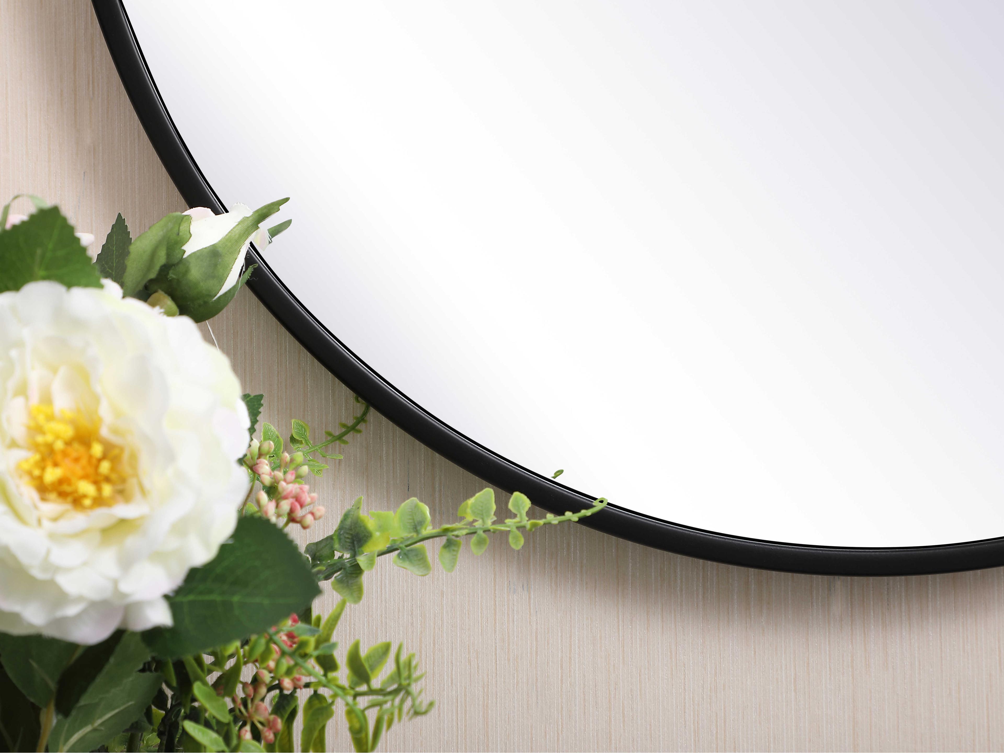 Elegant Lighting Eternity Black Round Wall Mirror