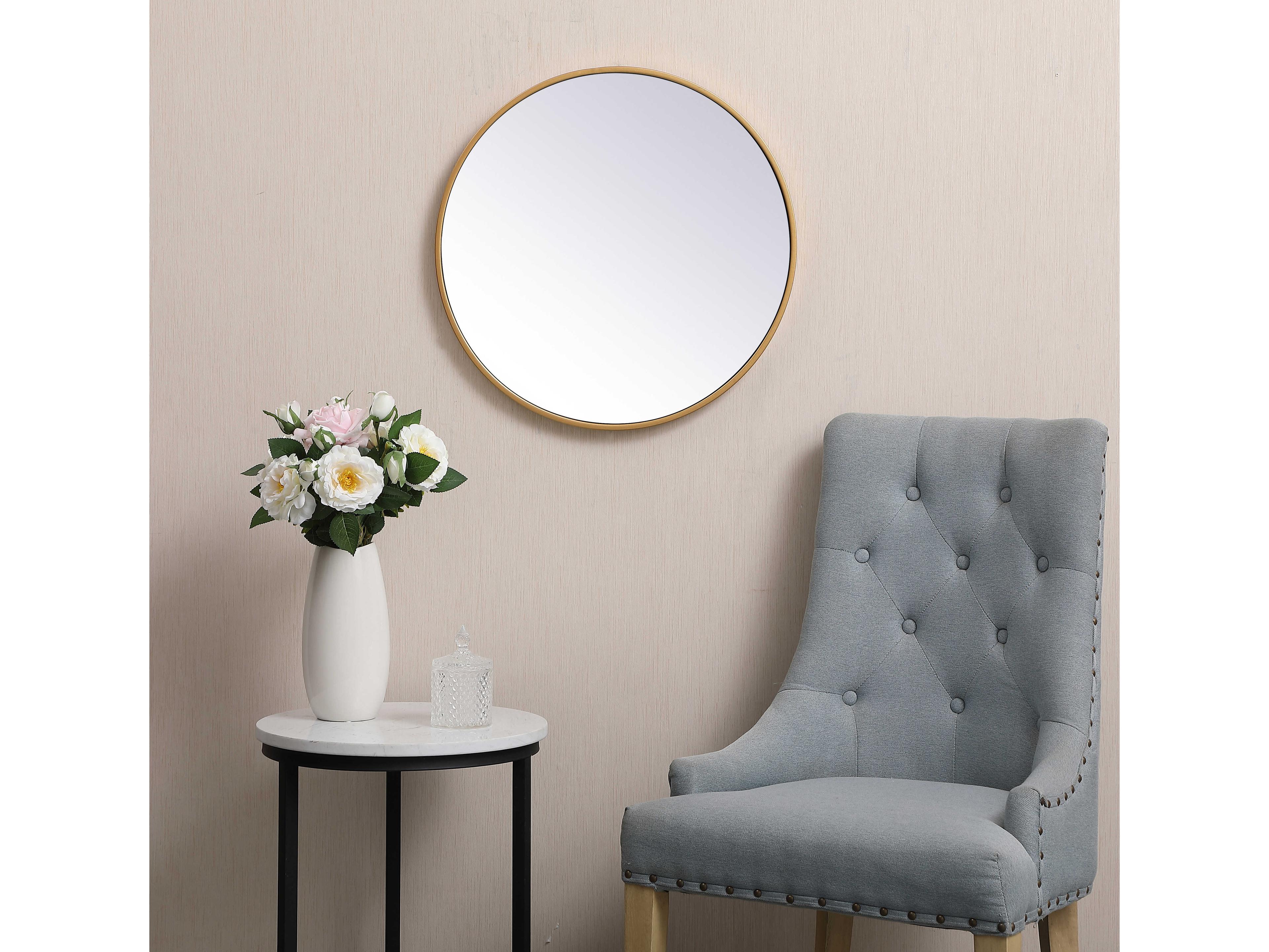 Elegant Lighting Eternity Brass Round Wall Mirror