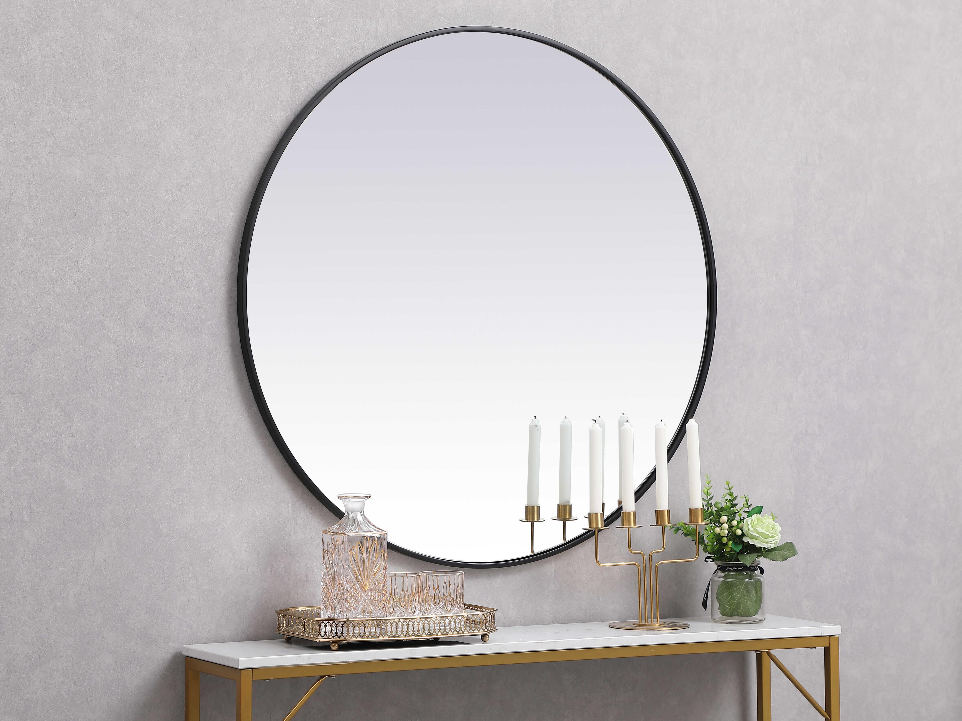 Elegant Lighting Eternity Black Round Wall Mirror