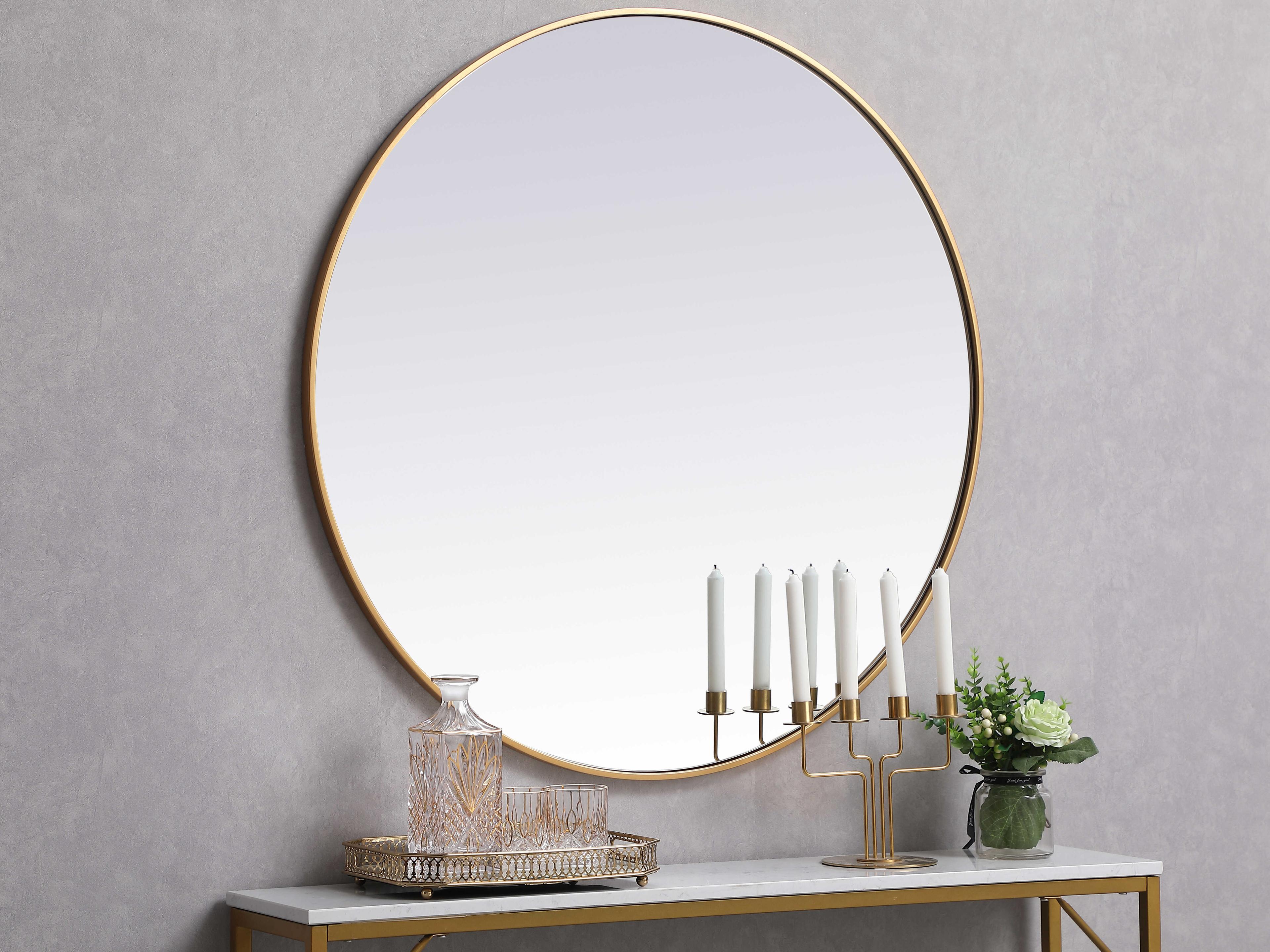 Elegant Lighting Eternity Brass Round Wall Mirror