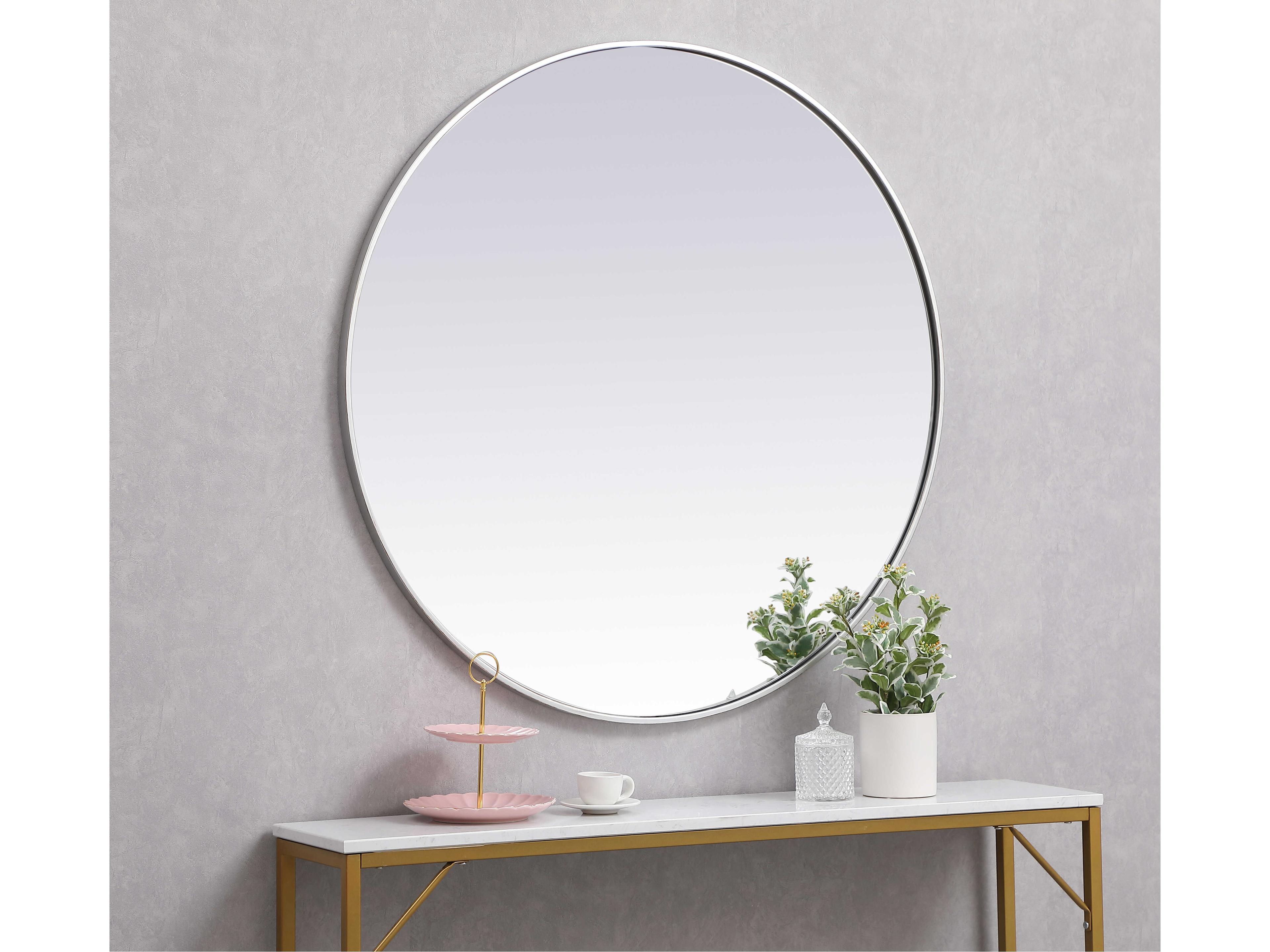 Elegant Lighting Eternity Silver Round Wall Mirror