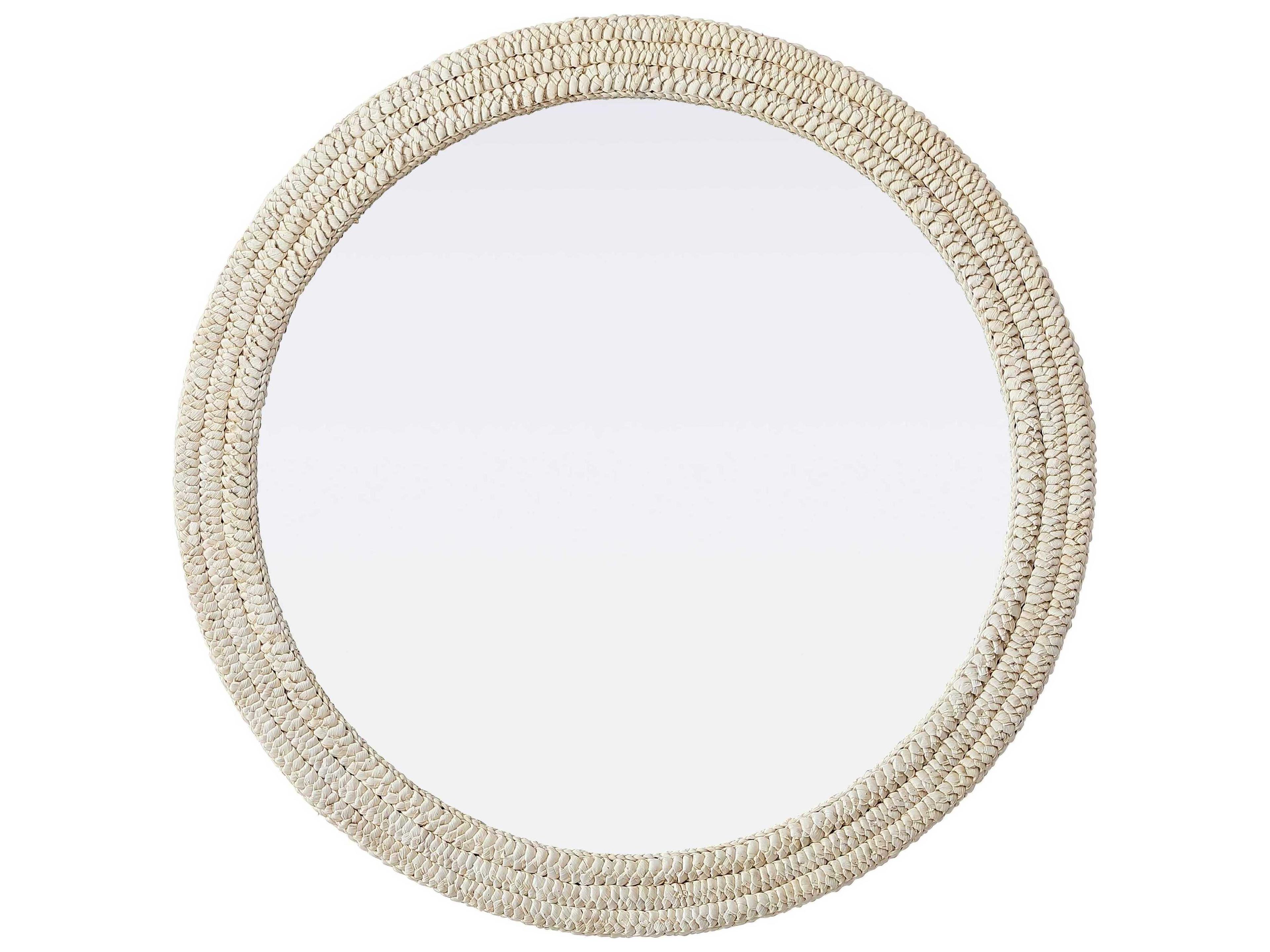 Marlowe Linen White Round Wall Mirror