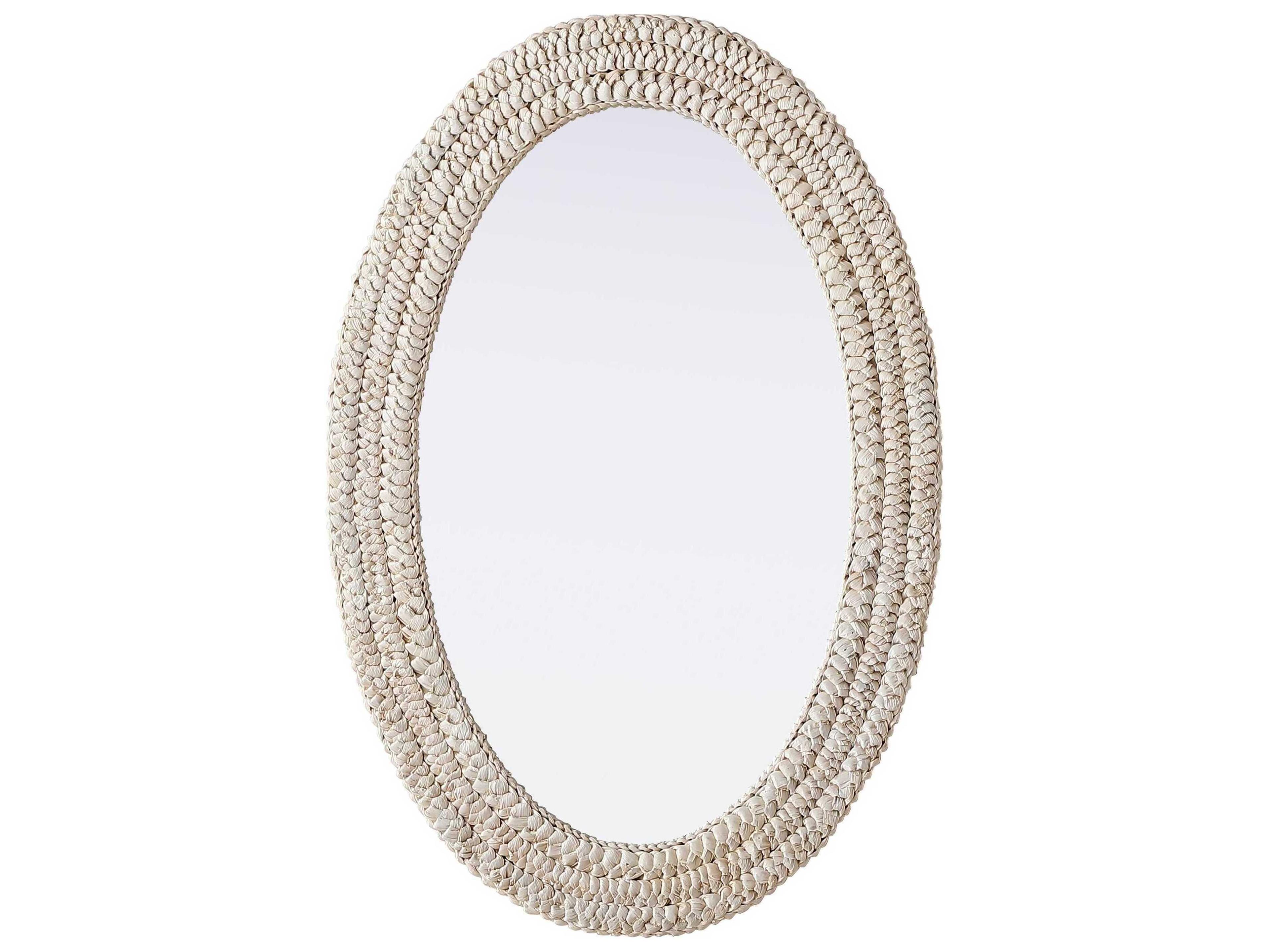 Marlowe Linen White Oval Wall Mirror
