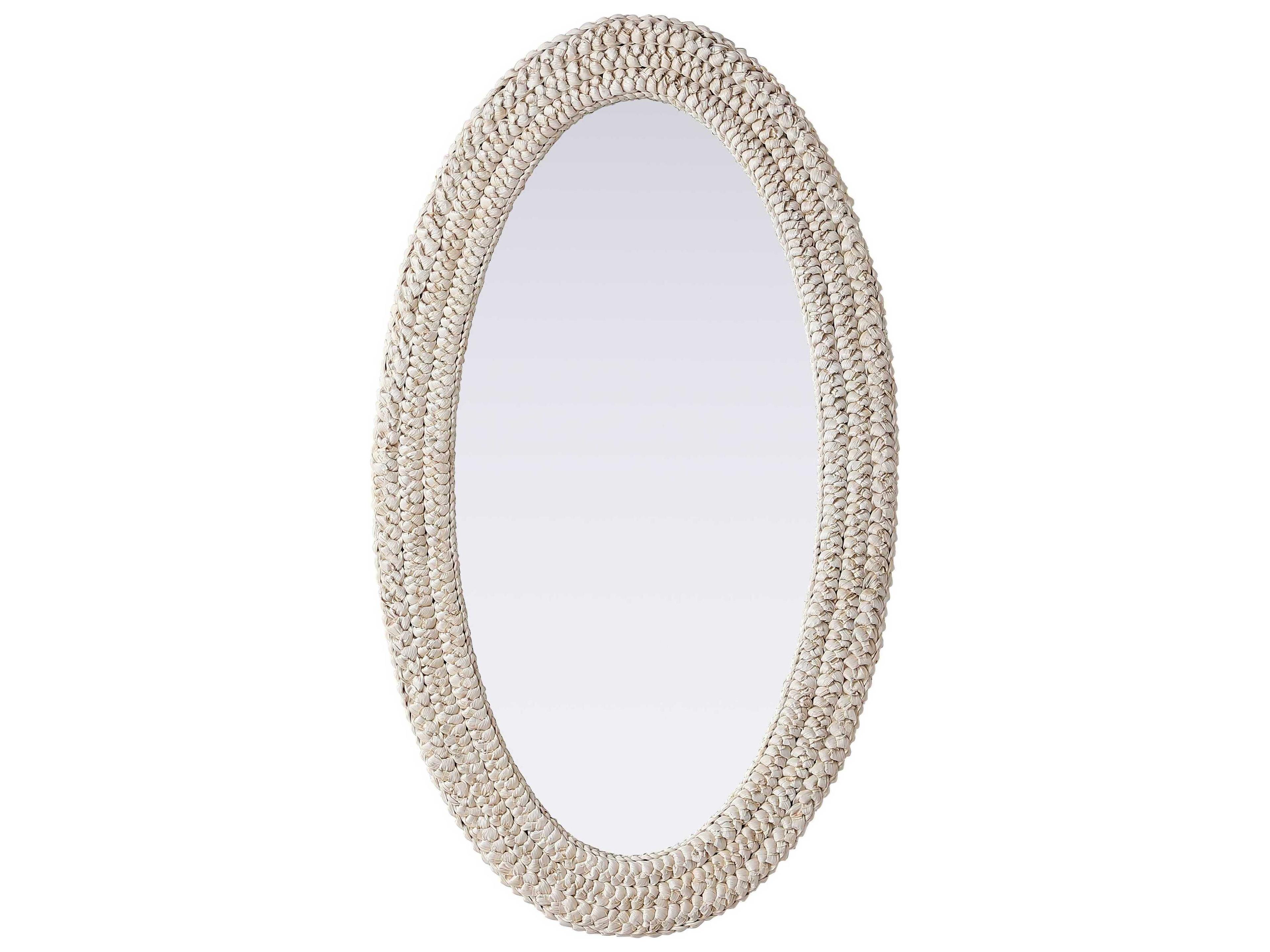 Marlowe Linen White Oval Wall Mirror