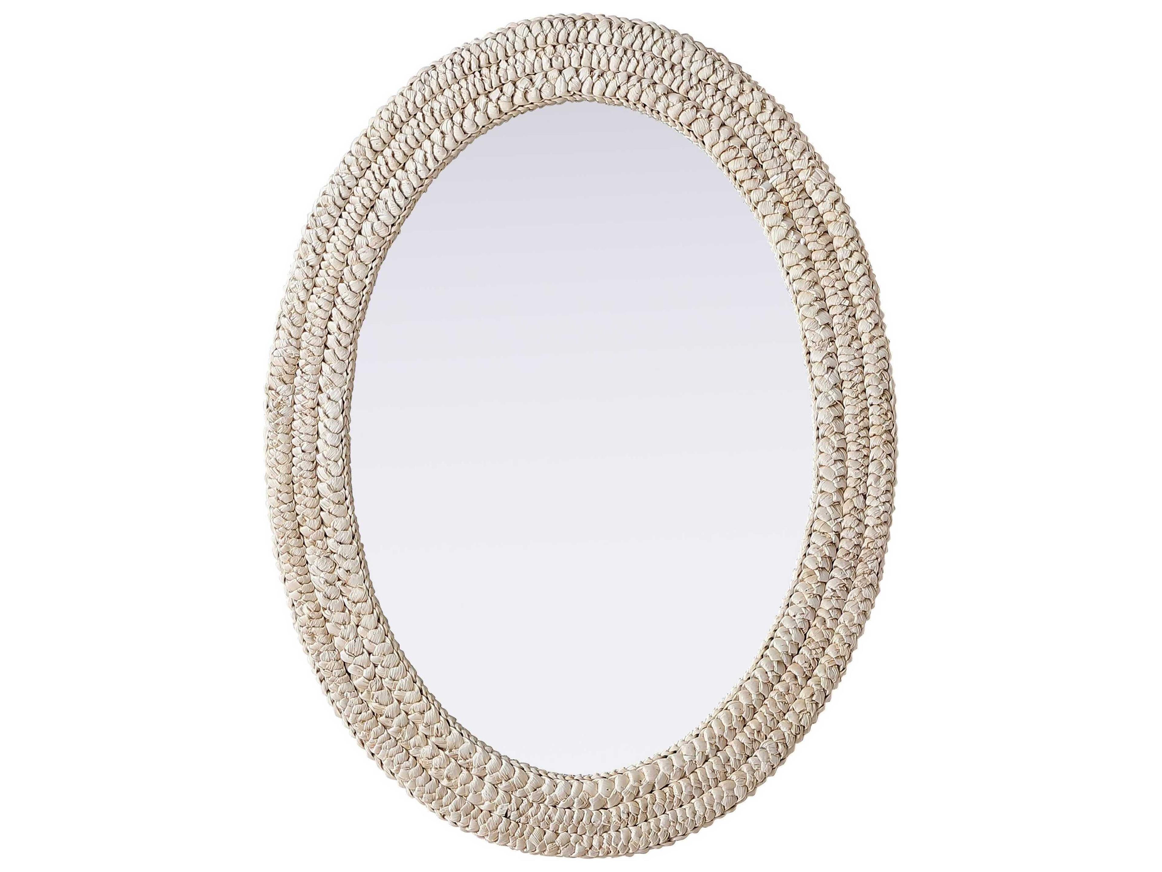 Marlowe Linen White Oval Wall Mirror