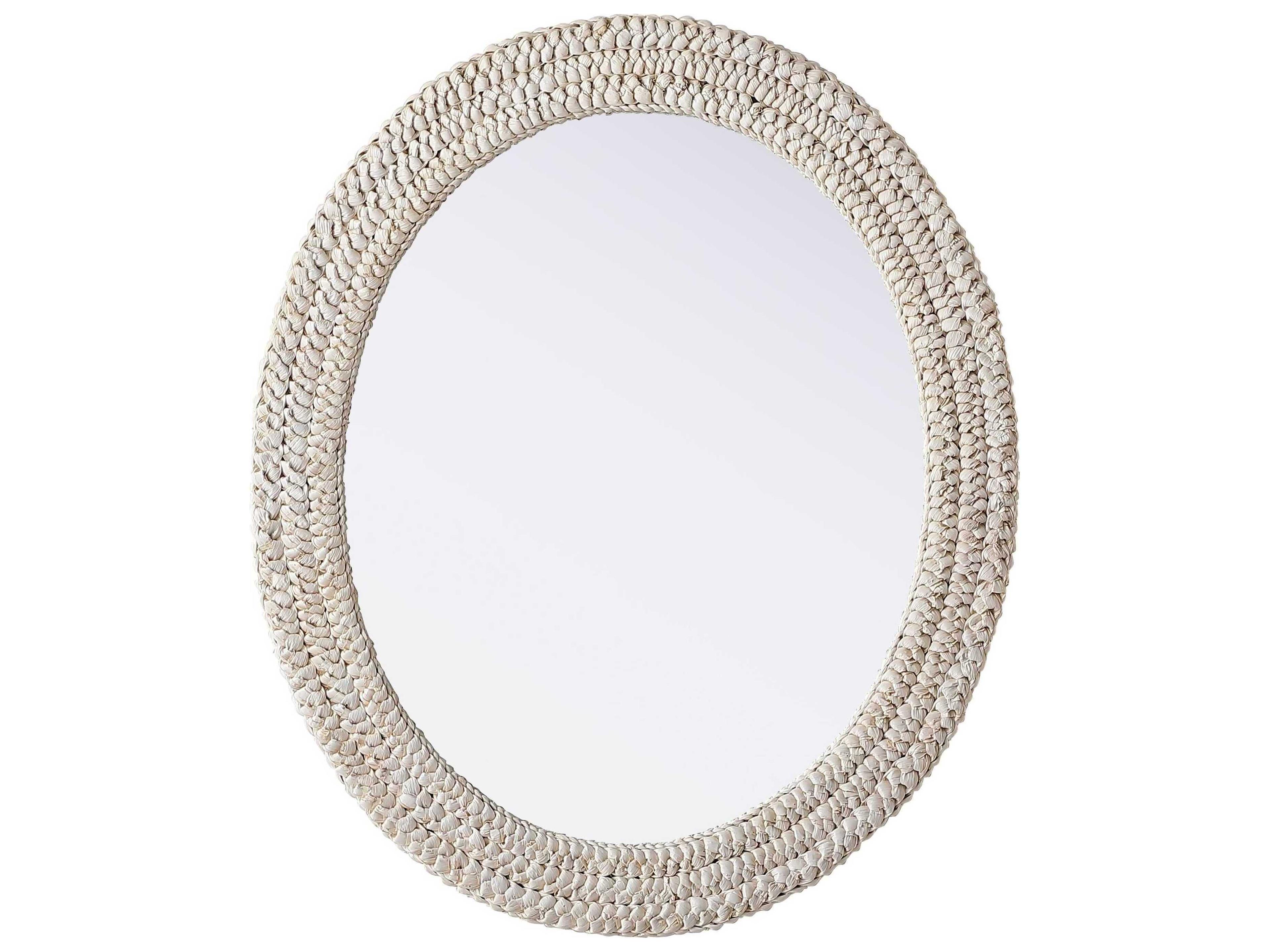 Marlowe Linen White Oval Wall Mirror