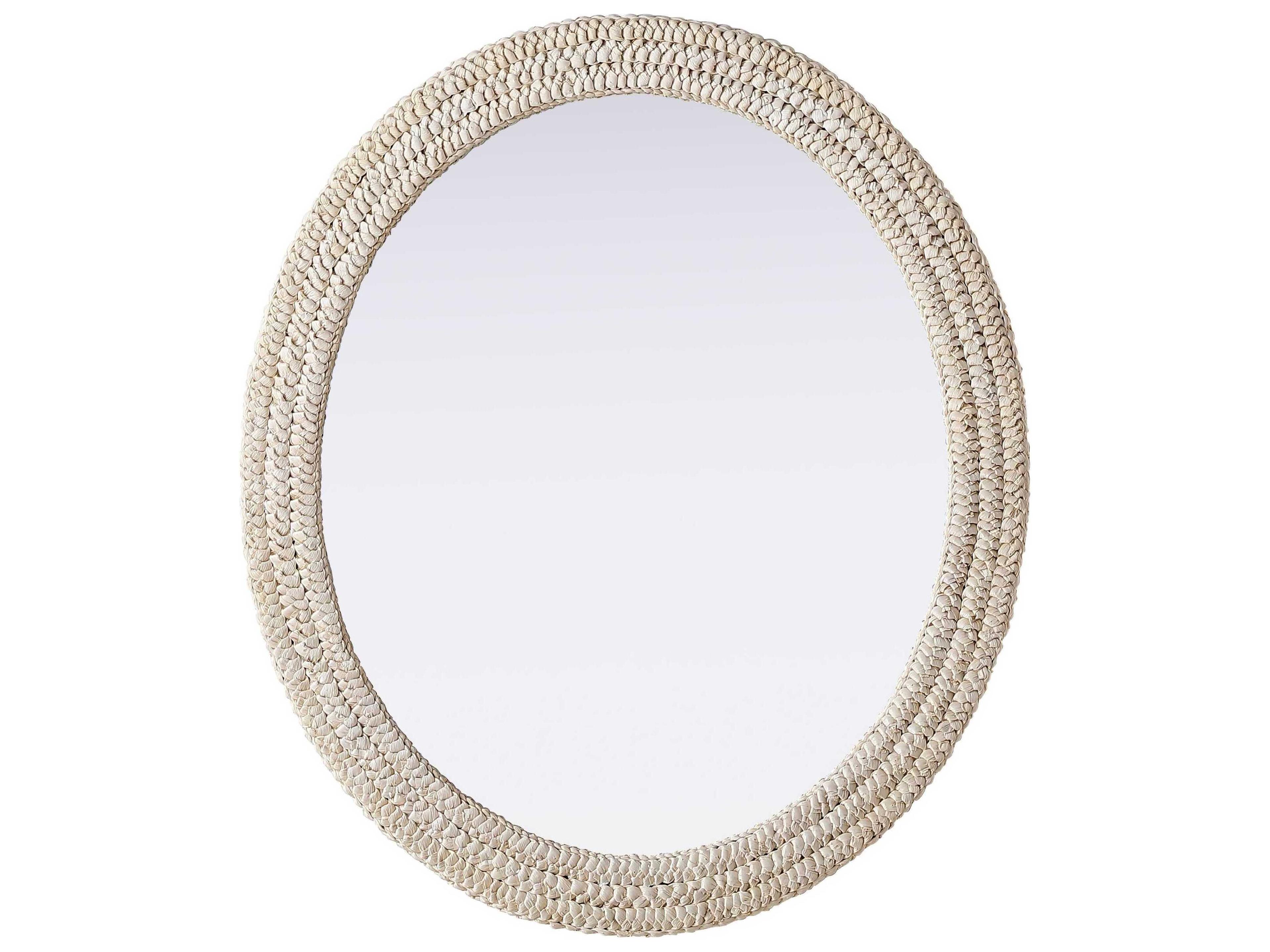 Marlowe Linen White Oval Wall Mirror