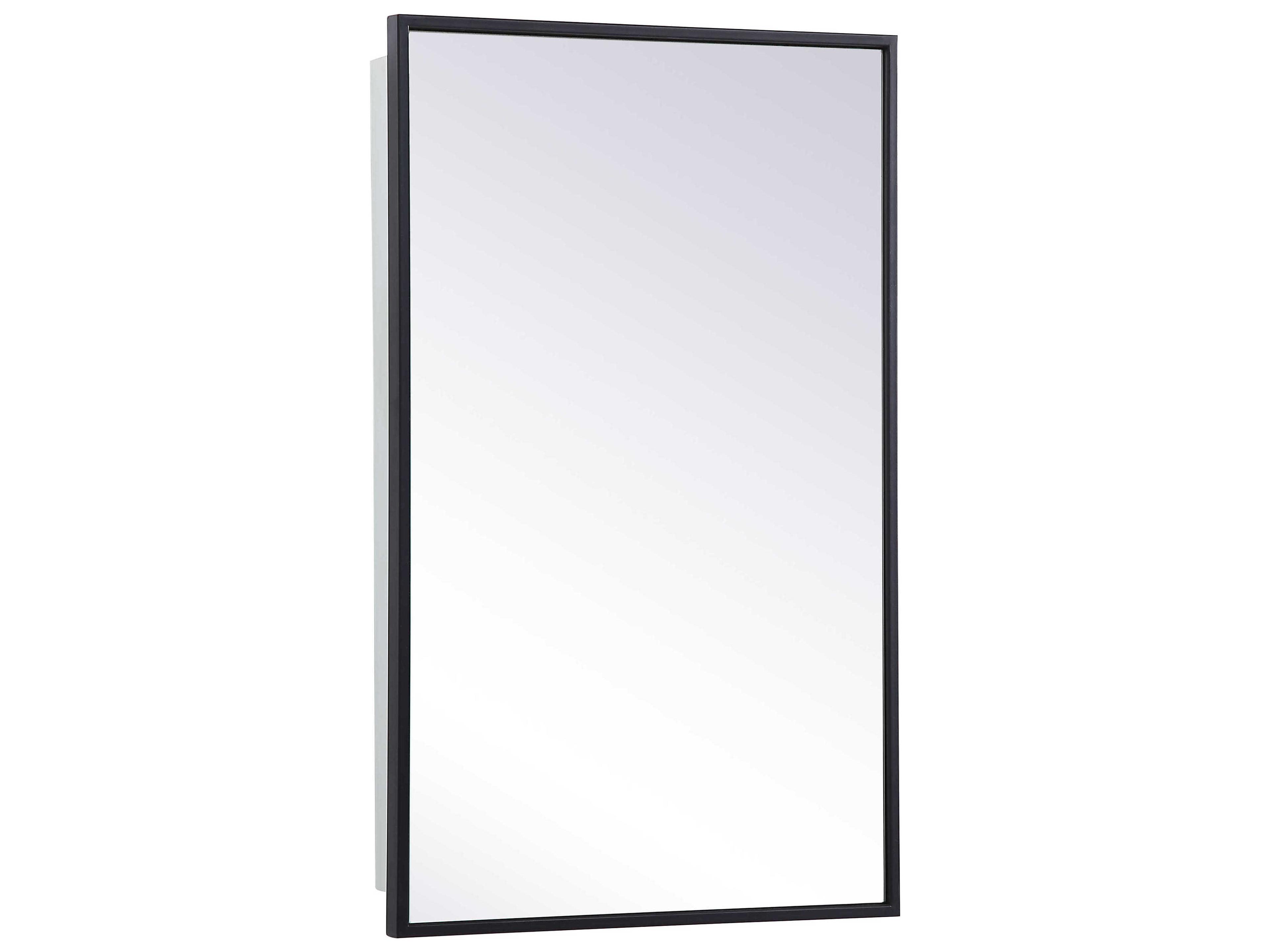 Elegant Lighting Wyn Black Rectangular Medicine Cabinet Wall Mirror