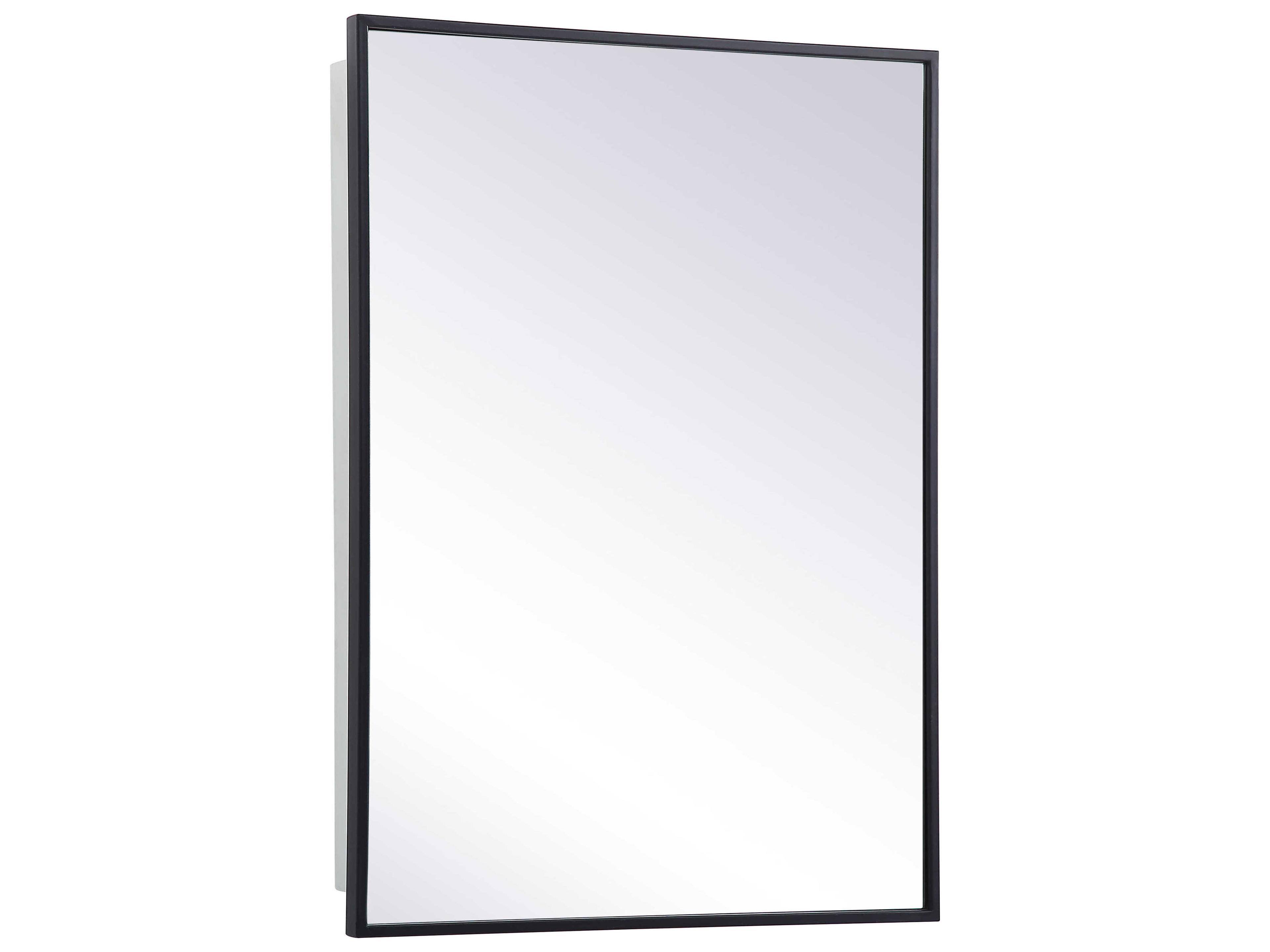 Elegant Lighting Wyn Black Rectangular Medicine Cabinet Wall Mirror