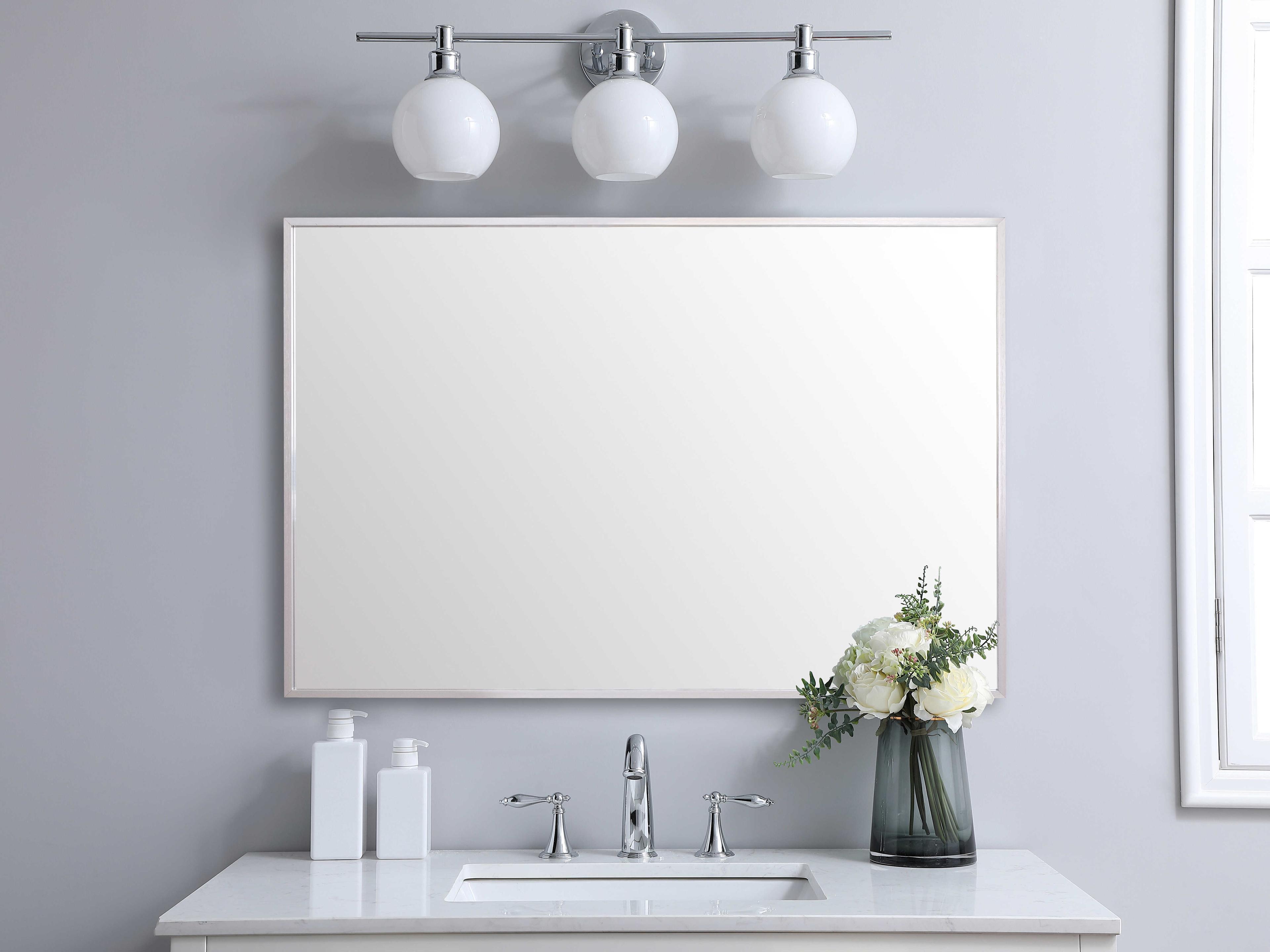 Elegant Lighting Grace Silver Rectangular Wall Mirror