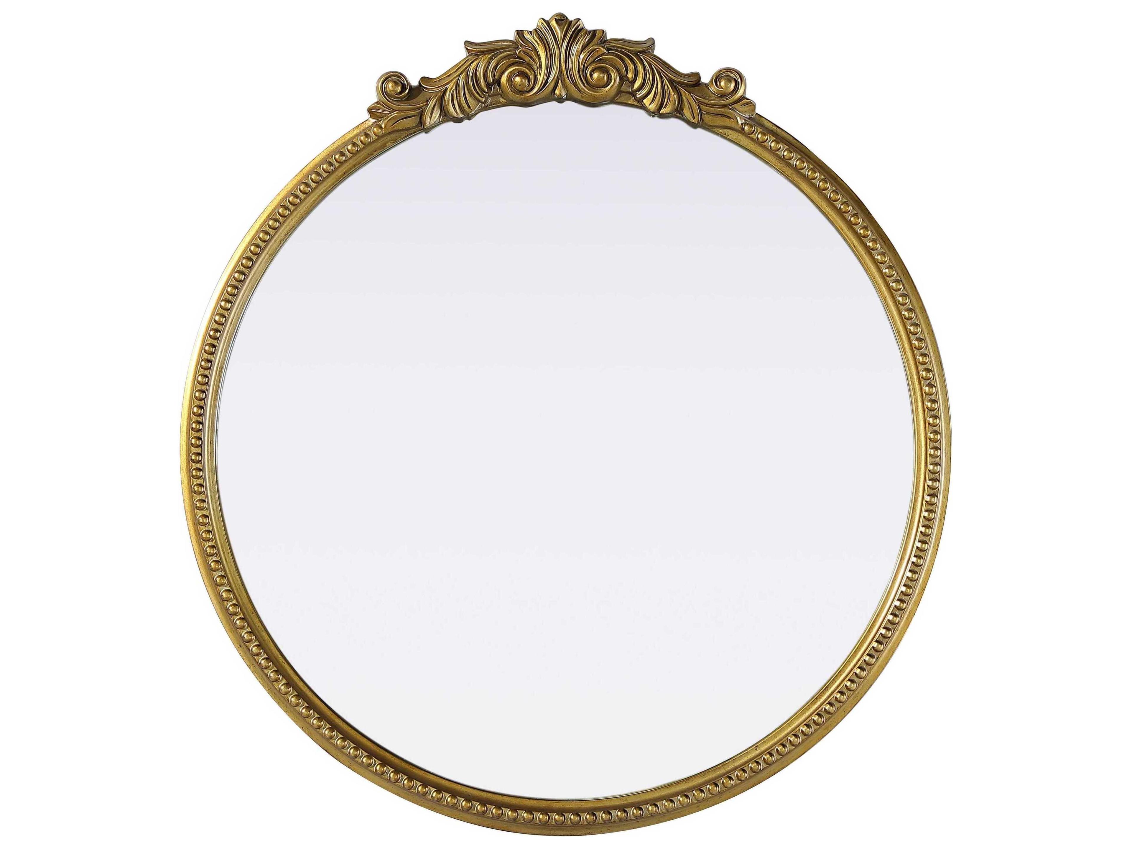 Naomi Distressed Antique Brass Round Wall Mirror