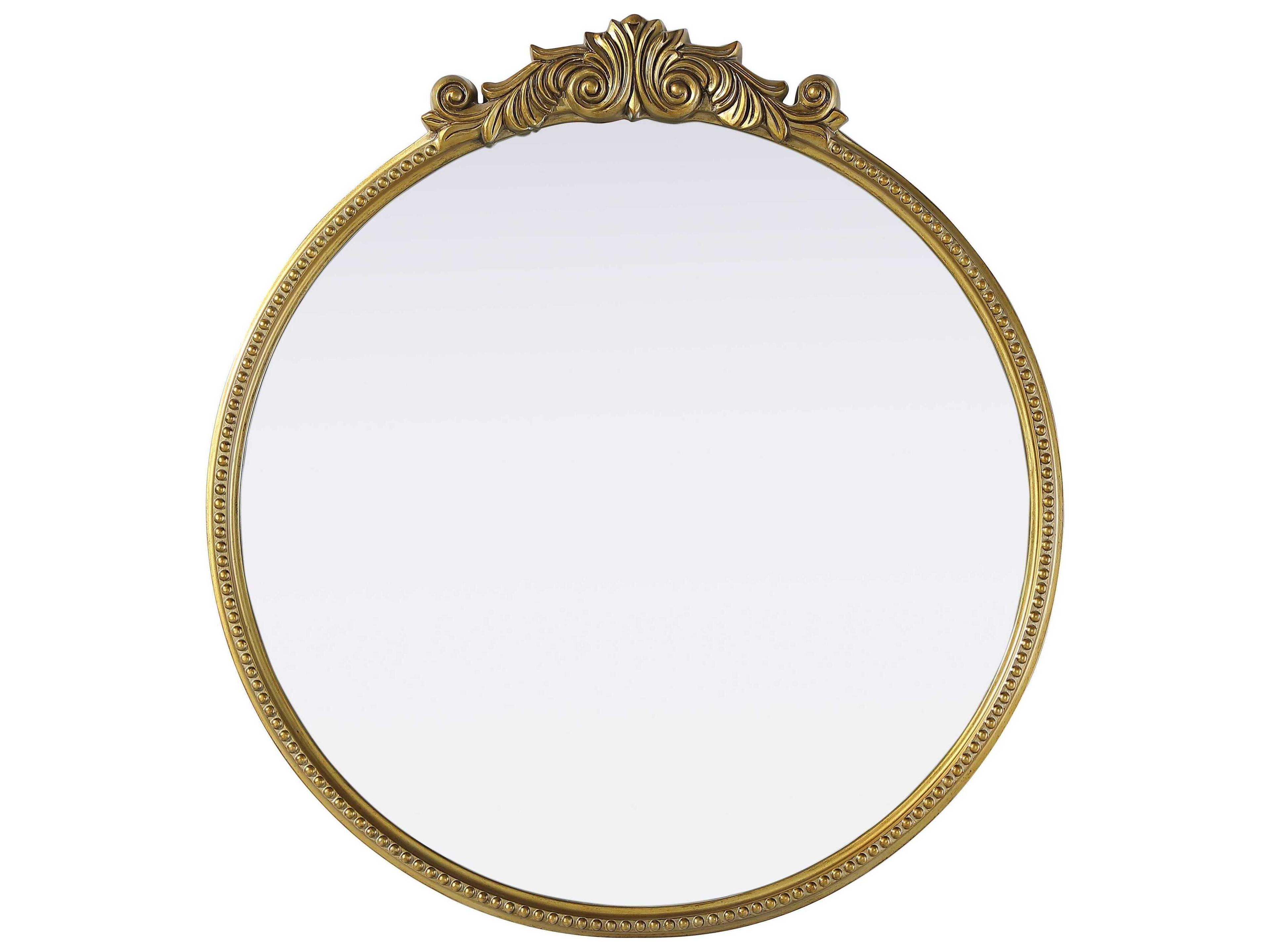 Naomi Distressed Antique Brass Round Wall Mirror