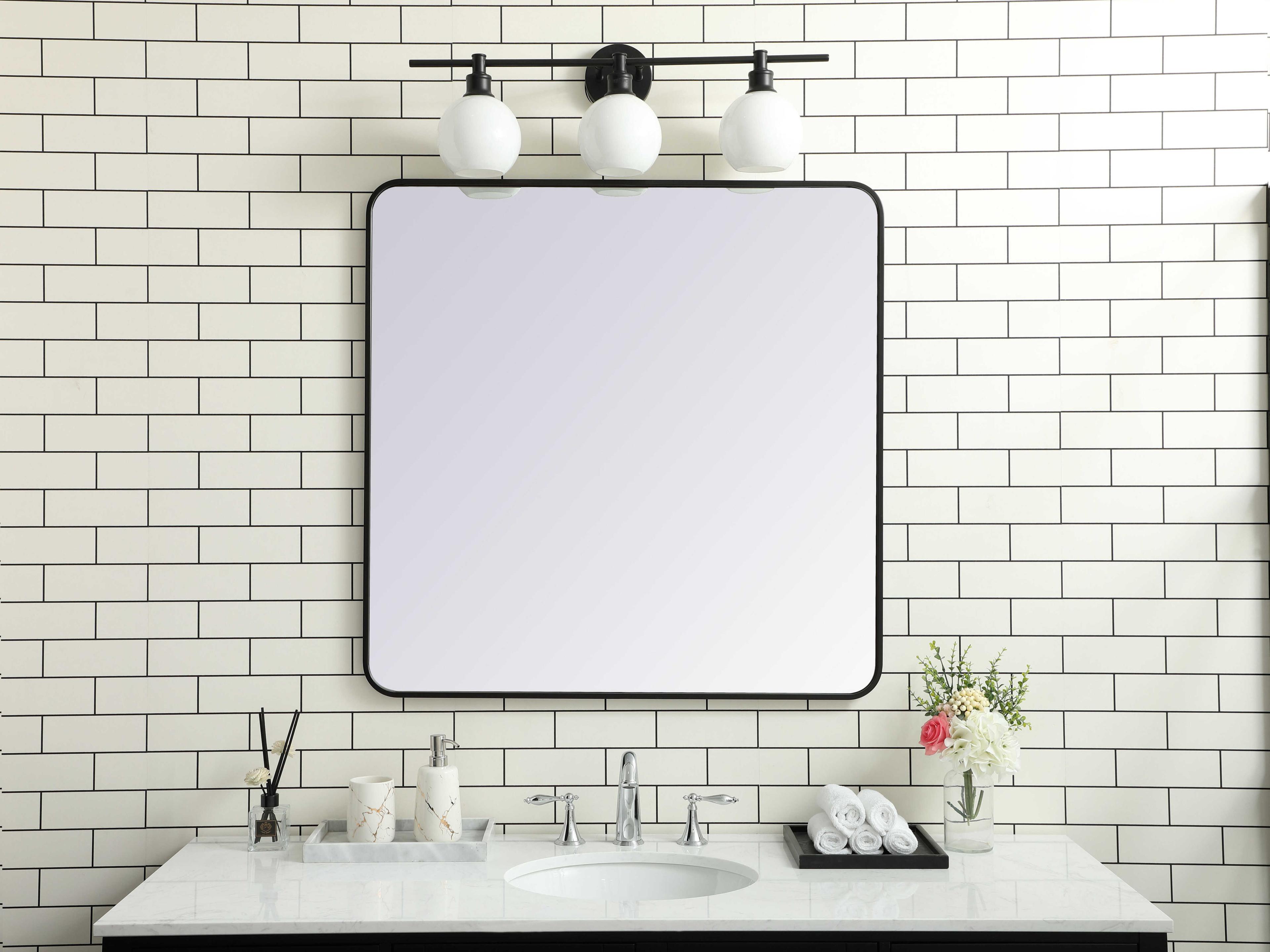 Elegant Lighting Evermore Black Rectangular Wall Mirror