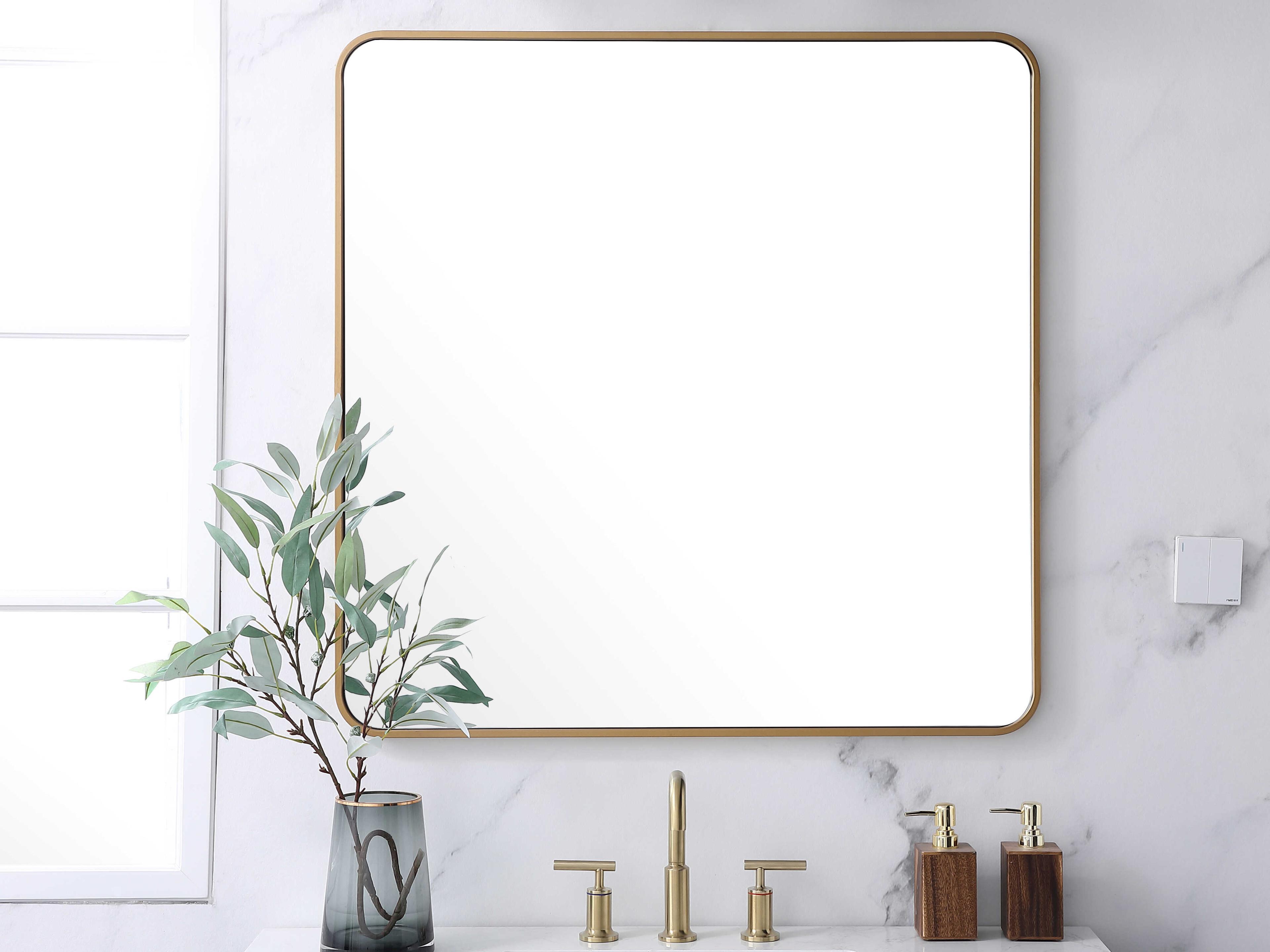 Elegant Lighting Evermore Brass Rectangular Wall Mirror