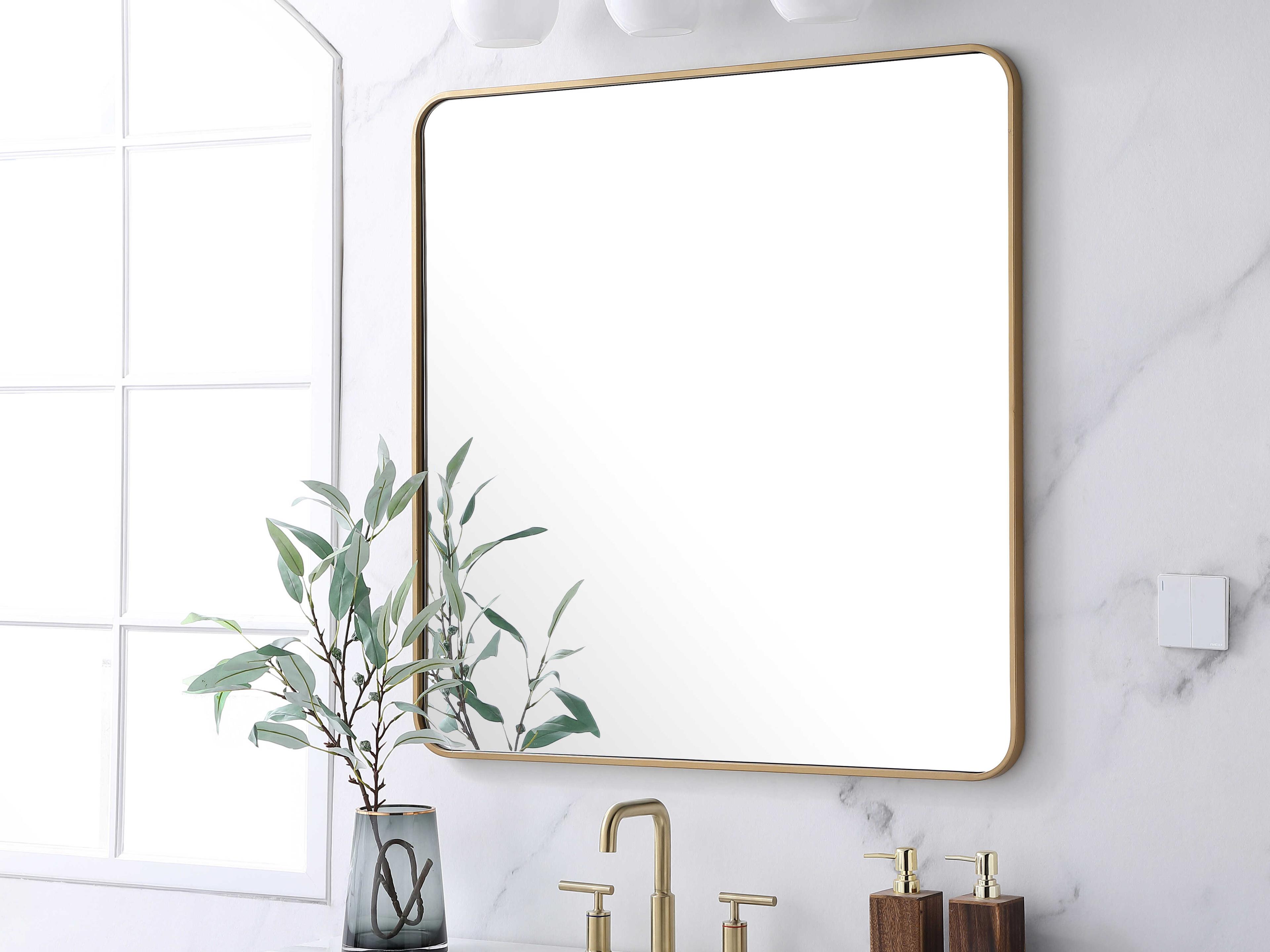 Elegant Lighting Evermore Brass Rectangular Wall Mirror