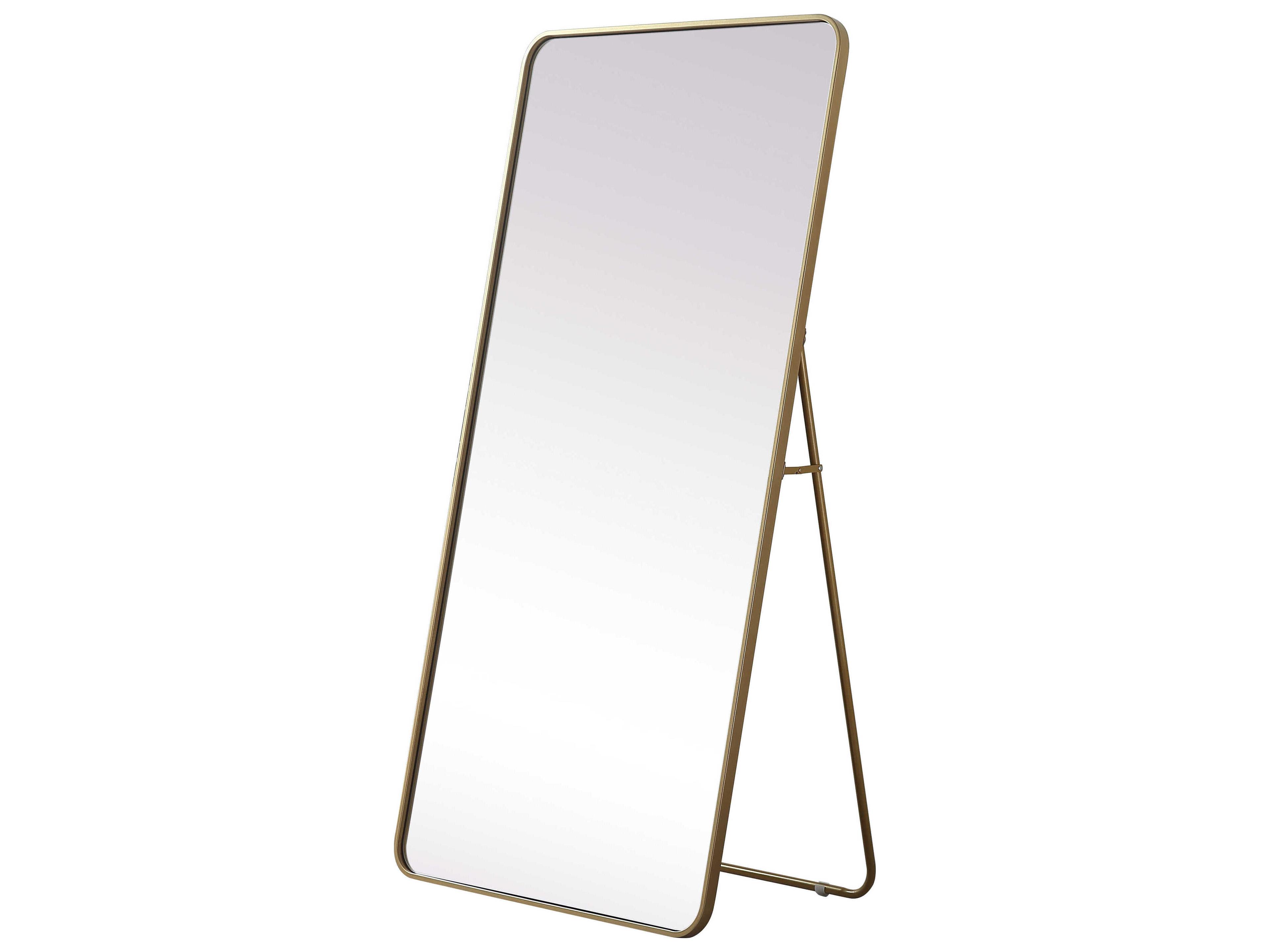 Elegant Lighting Evermore Brass Rectangular Floor Mirror